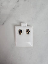 Sapphire Cluster Stud Earrings 14k Yellow Gold