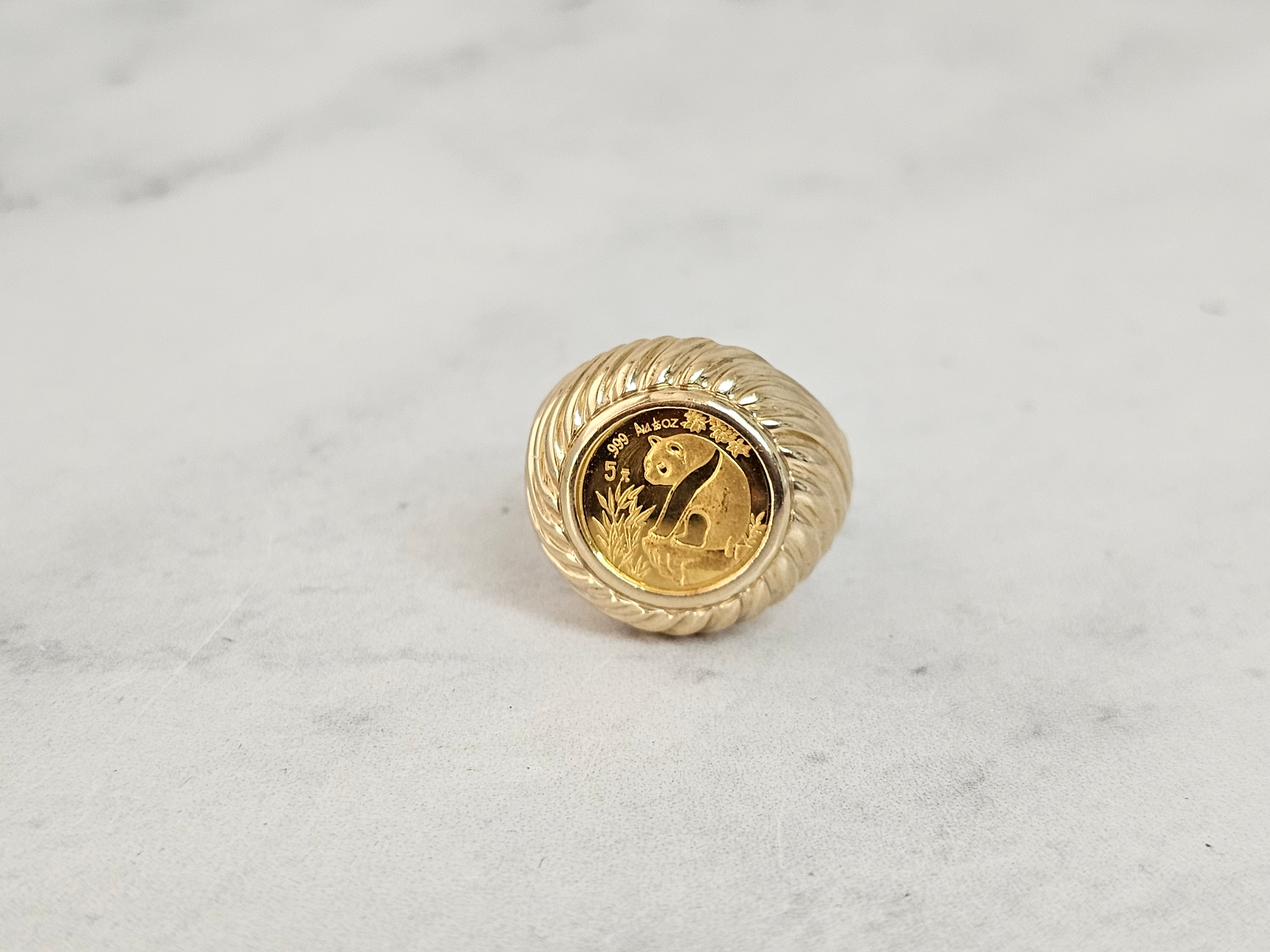 1993 1/20OZ Fine Gold Panda Coin Ring