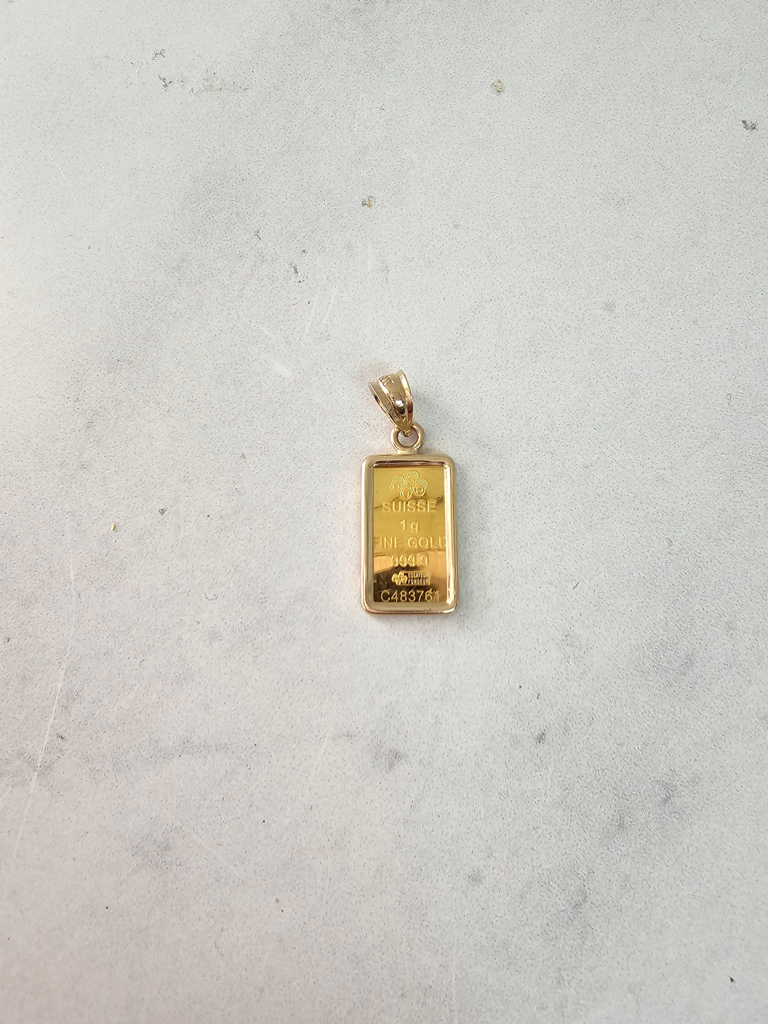 1 Gram Pamp Credit Suisse Gold Bar with Polished Bezel