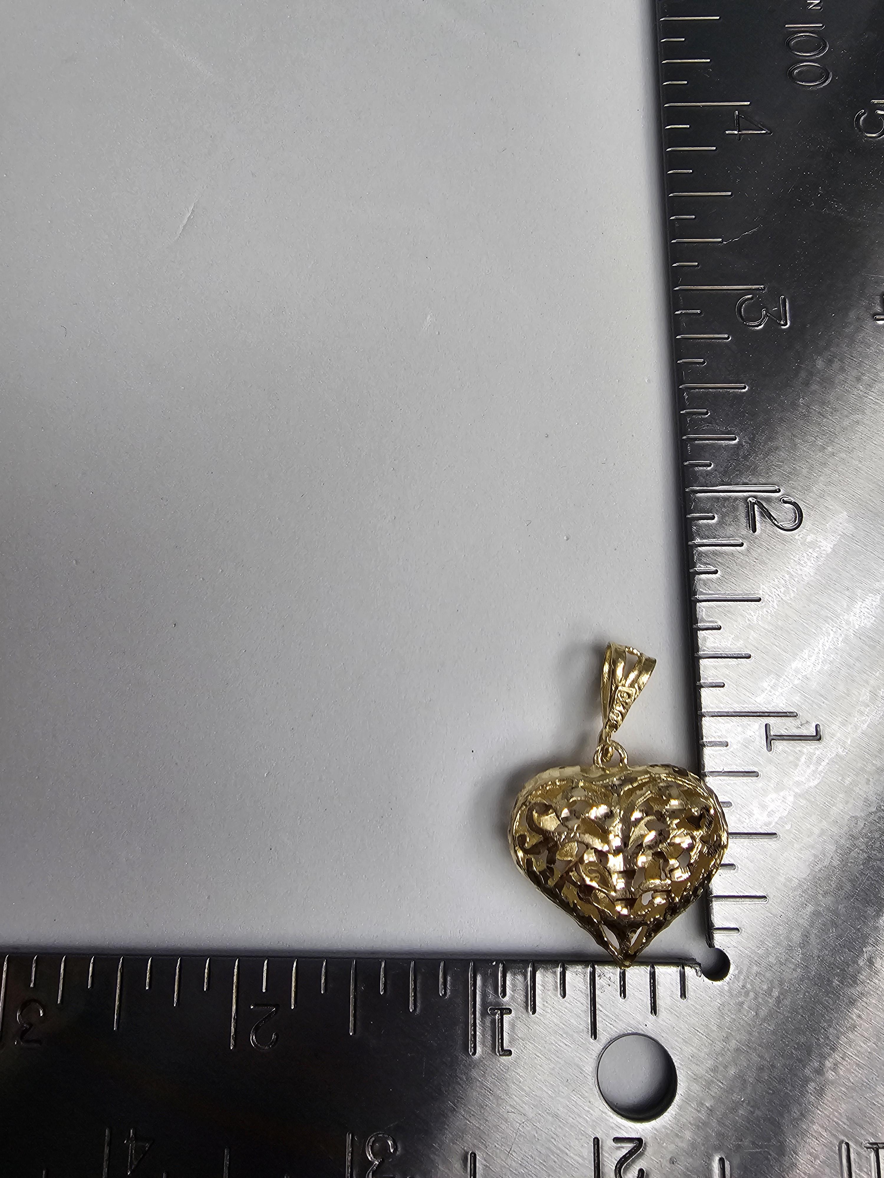 Large Bubble Gold Heart 10k Yellow Gold