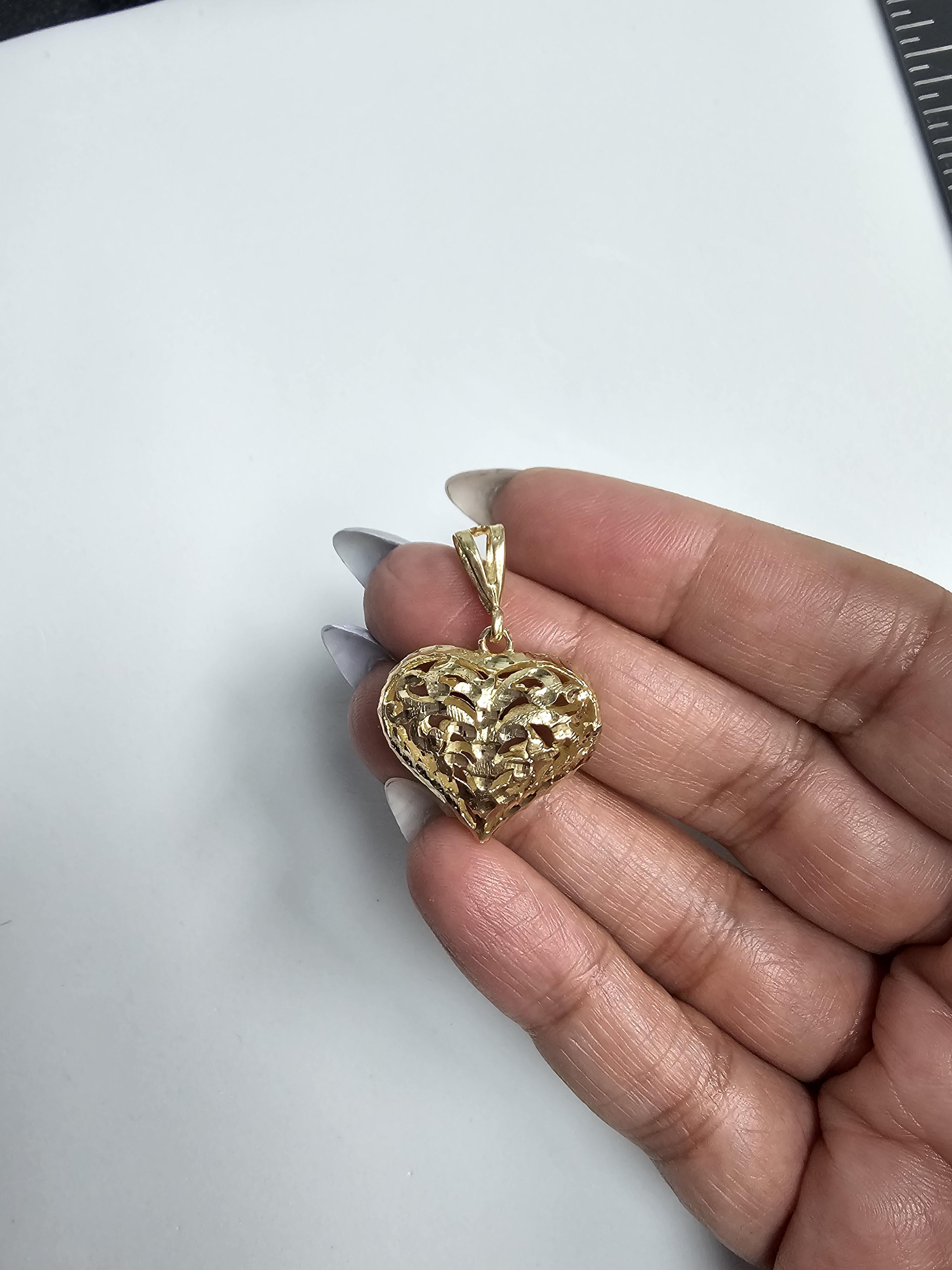 Large Bubble Gold Heart 10k Yellow Gold