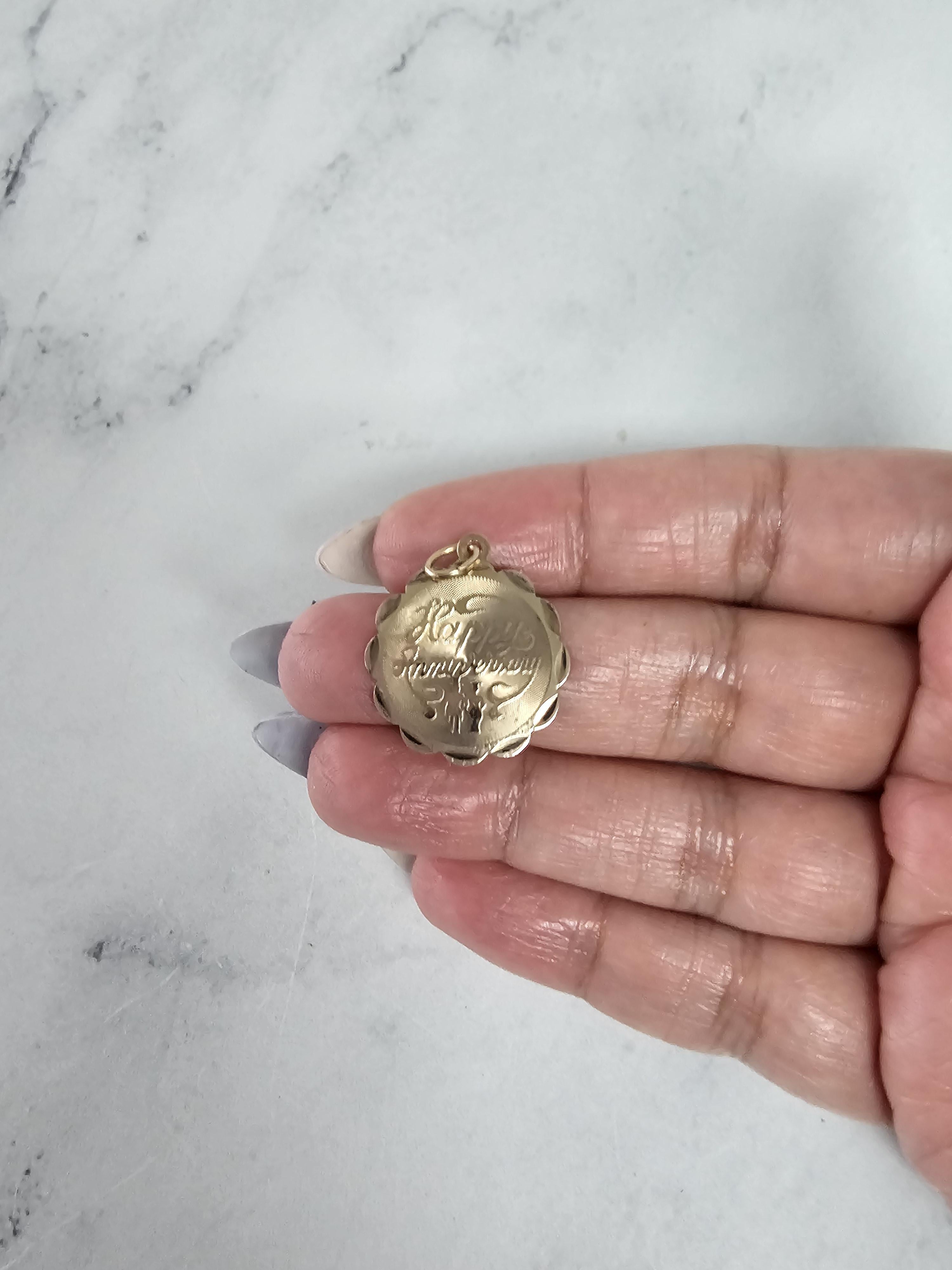 Happy Anniversary Gold Charm
