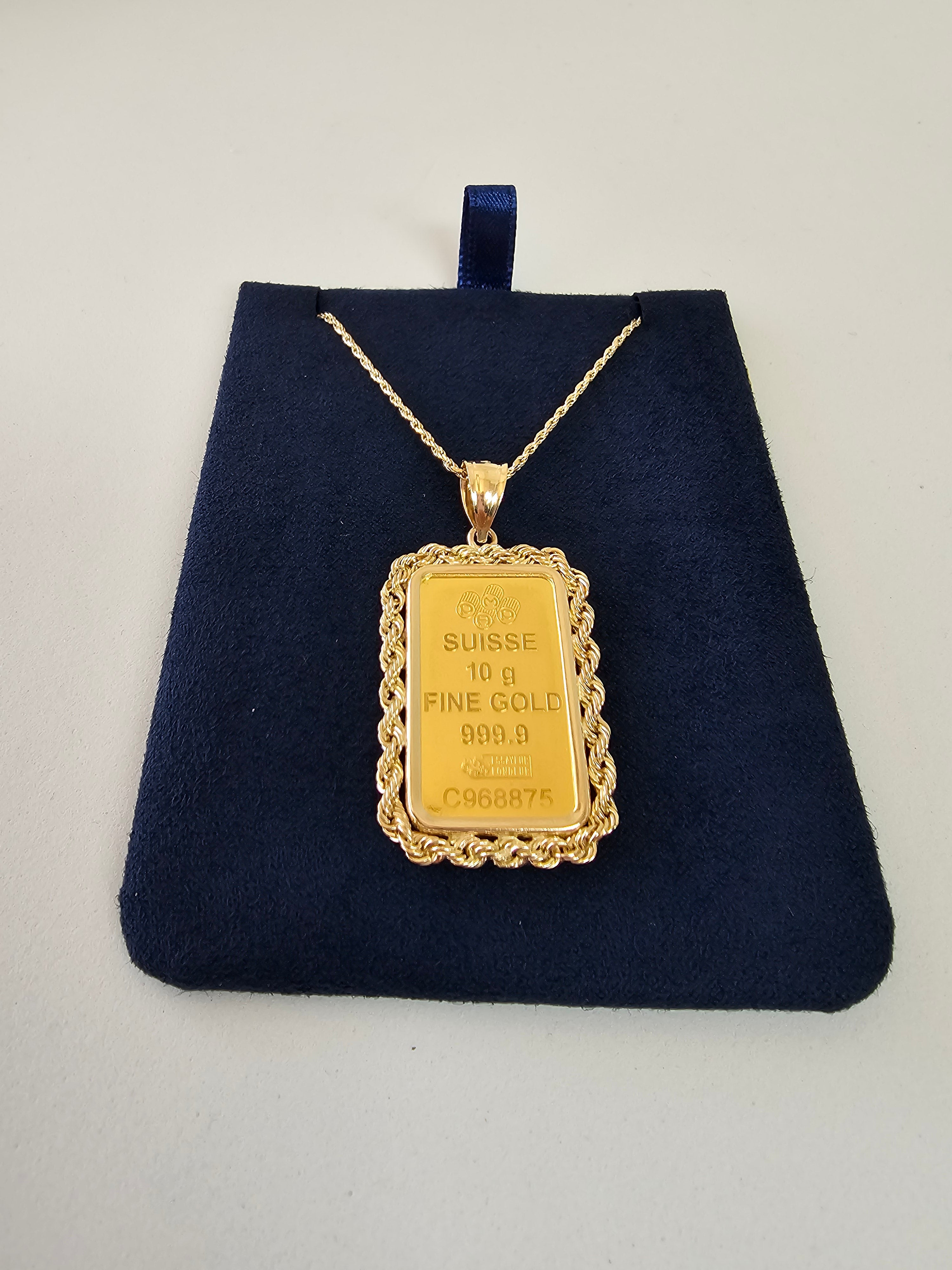 10 Gram Pamp Suisse Gold Bar with Rope Bezel