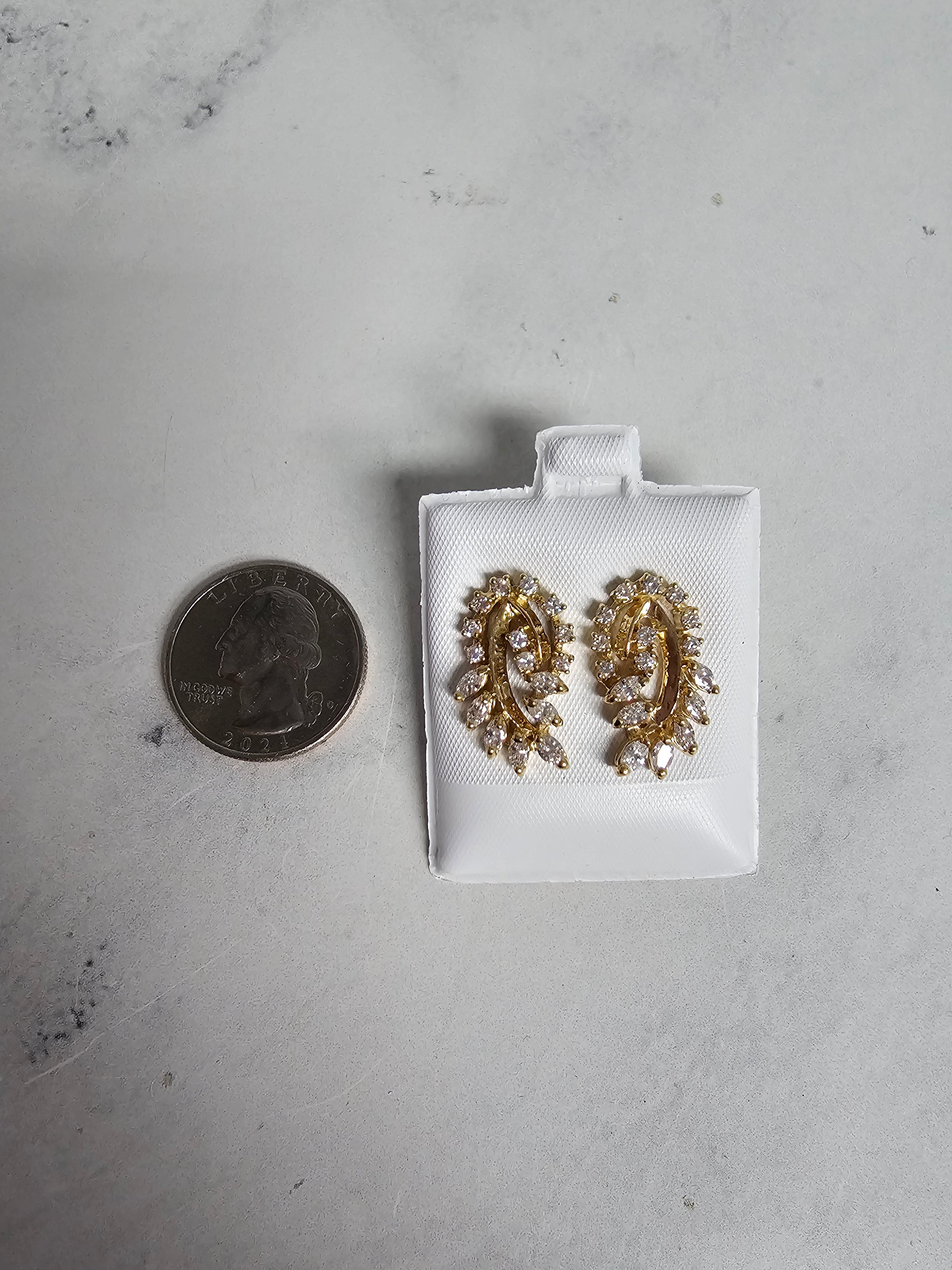 Marquise Diamond Floral Statement Earrings 14k Yellow Gold