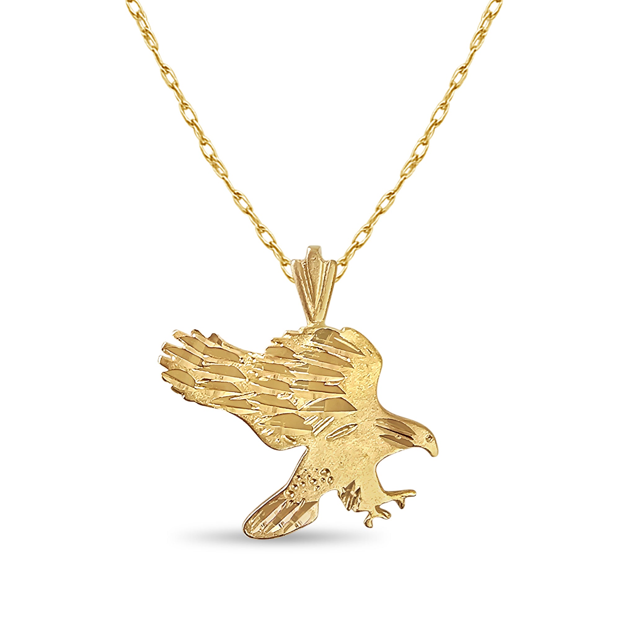 Águila en vuelo con cortes de diamante y acabado satinado mate