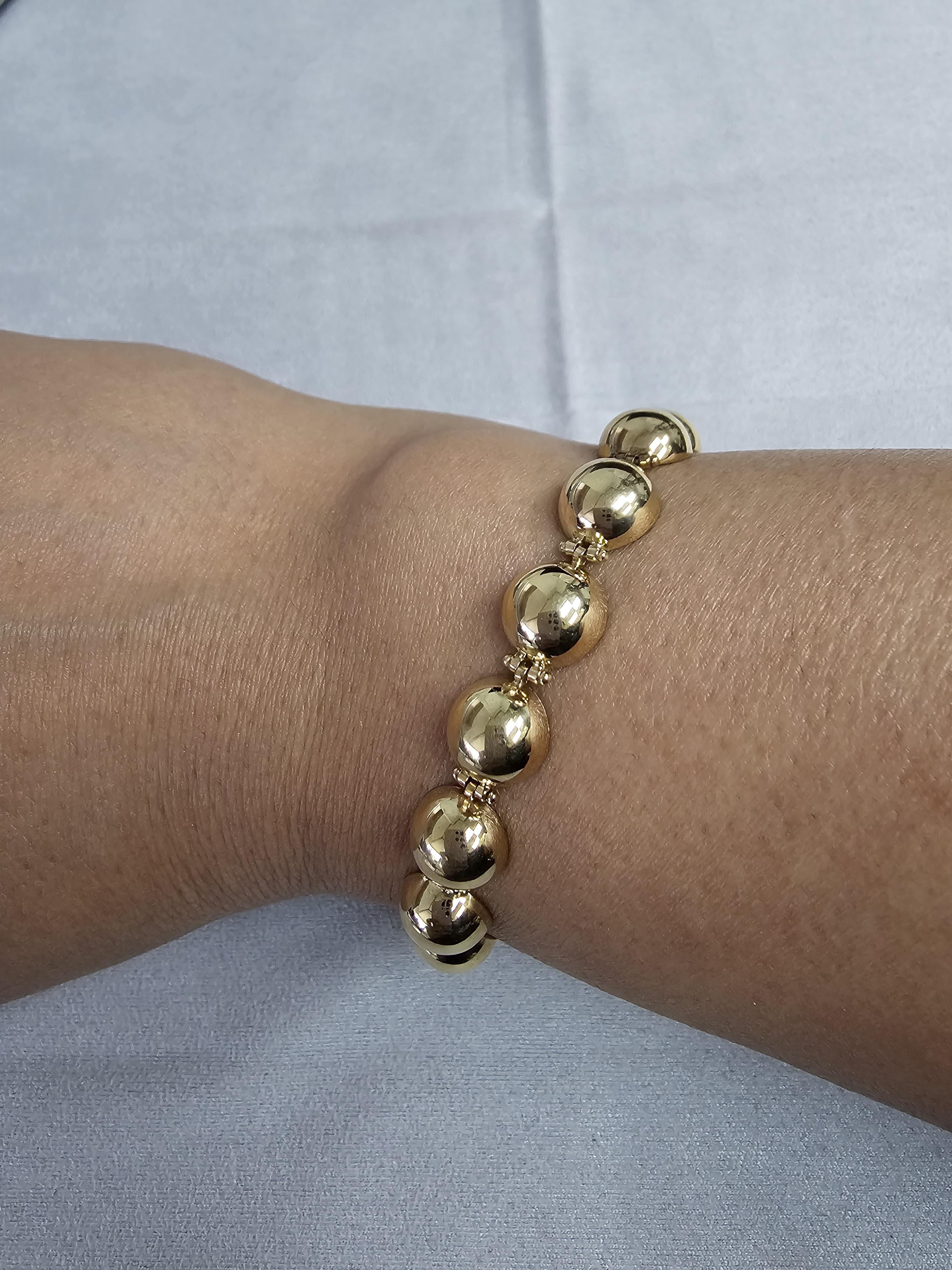 Polished Half-Sphere Bracelet 14k Yellow Gold
