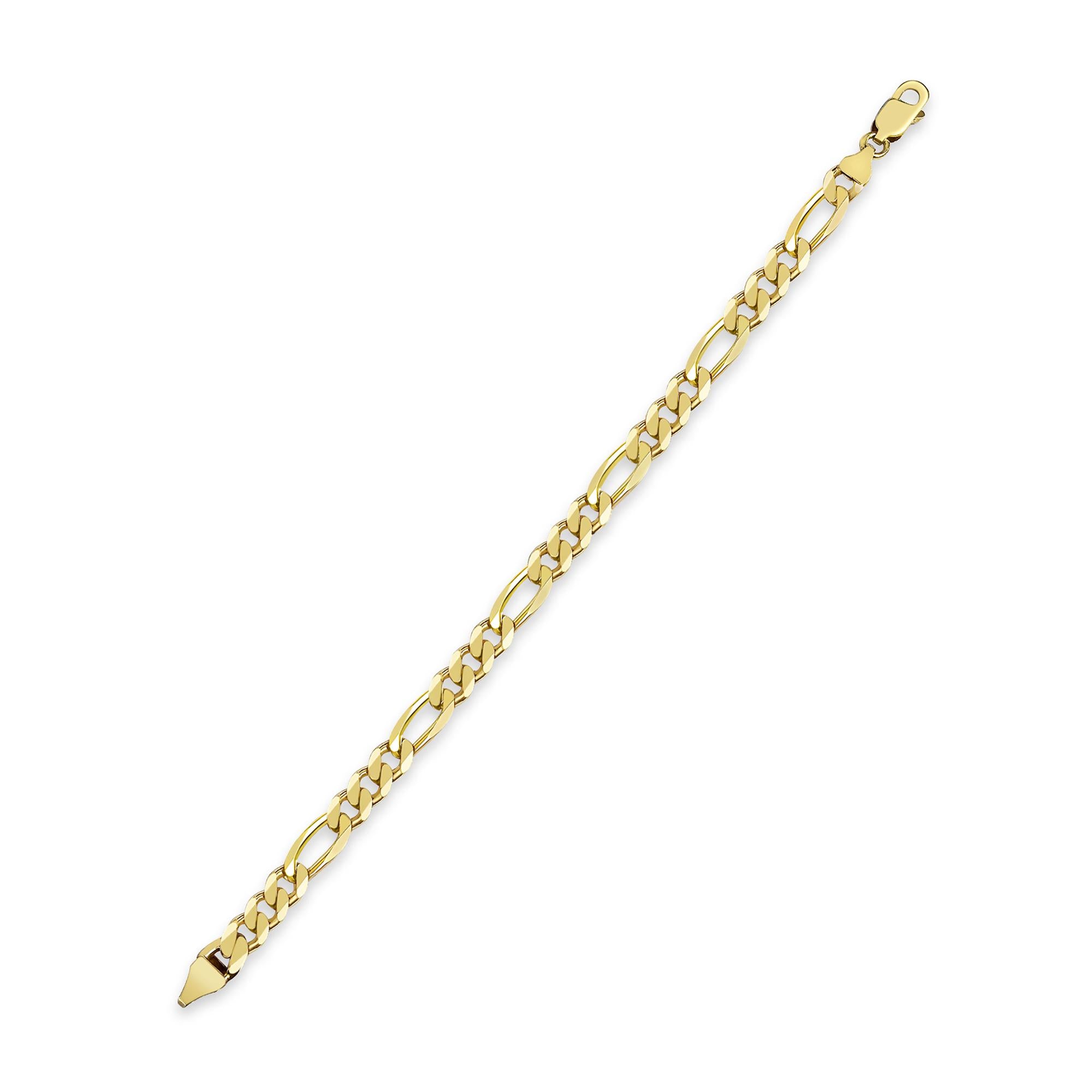 7MM Solid 14k Yellow Gold Figaro Bracelet