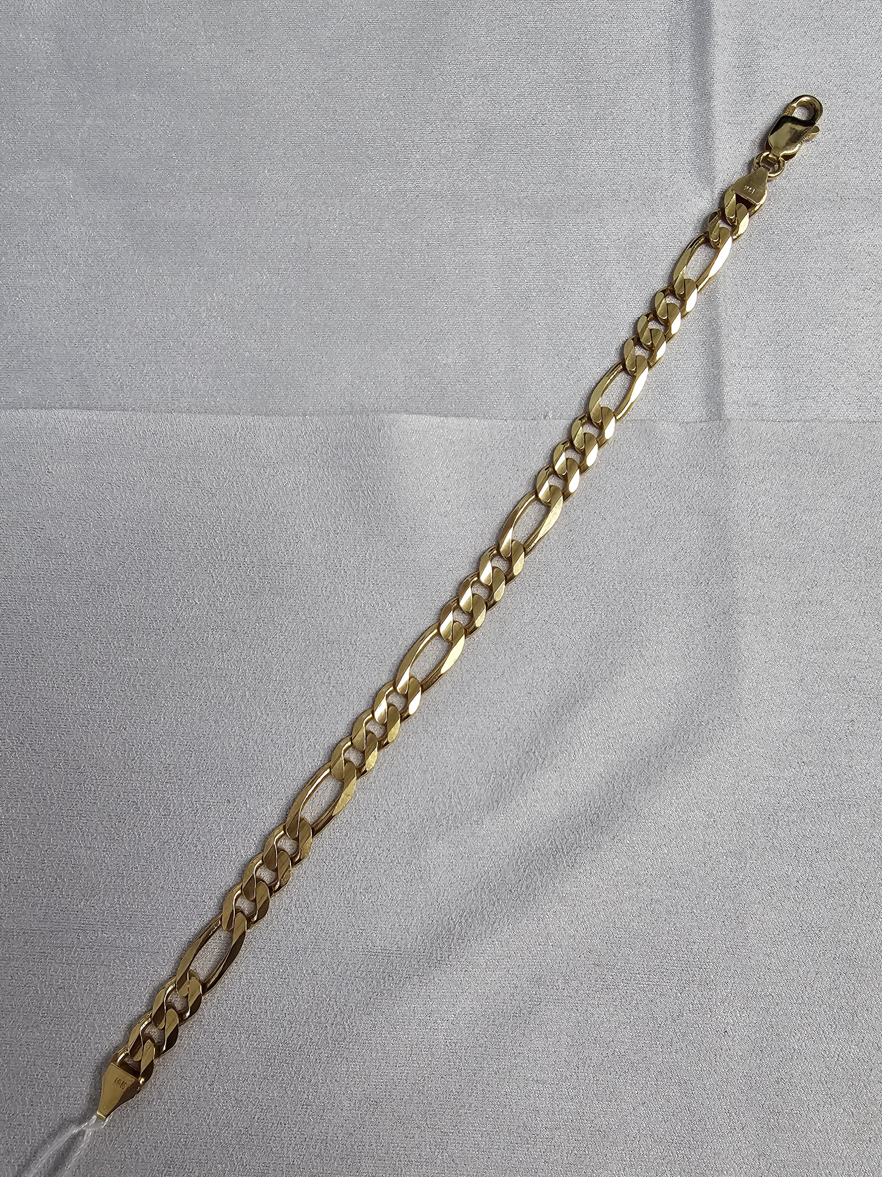 7MM Solid 14k Yellow Gold Figaro Bracelet