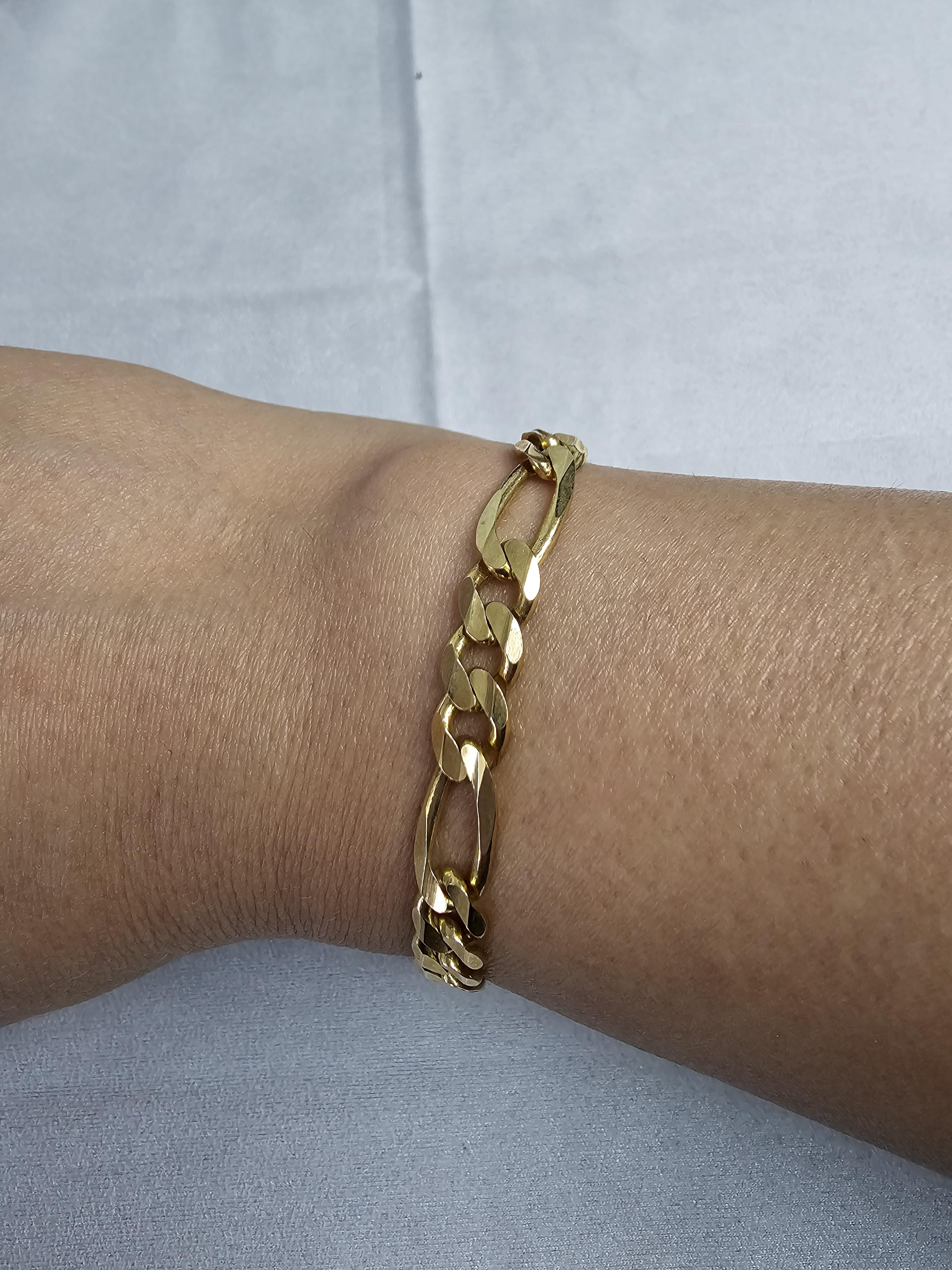 7MM Solid 14k Yellow Gold Figaro Bracelet