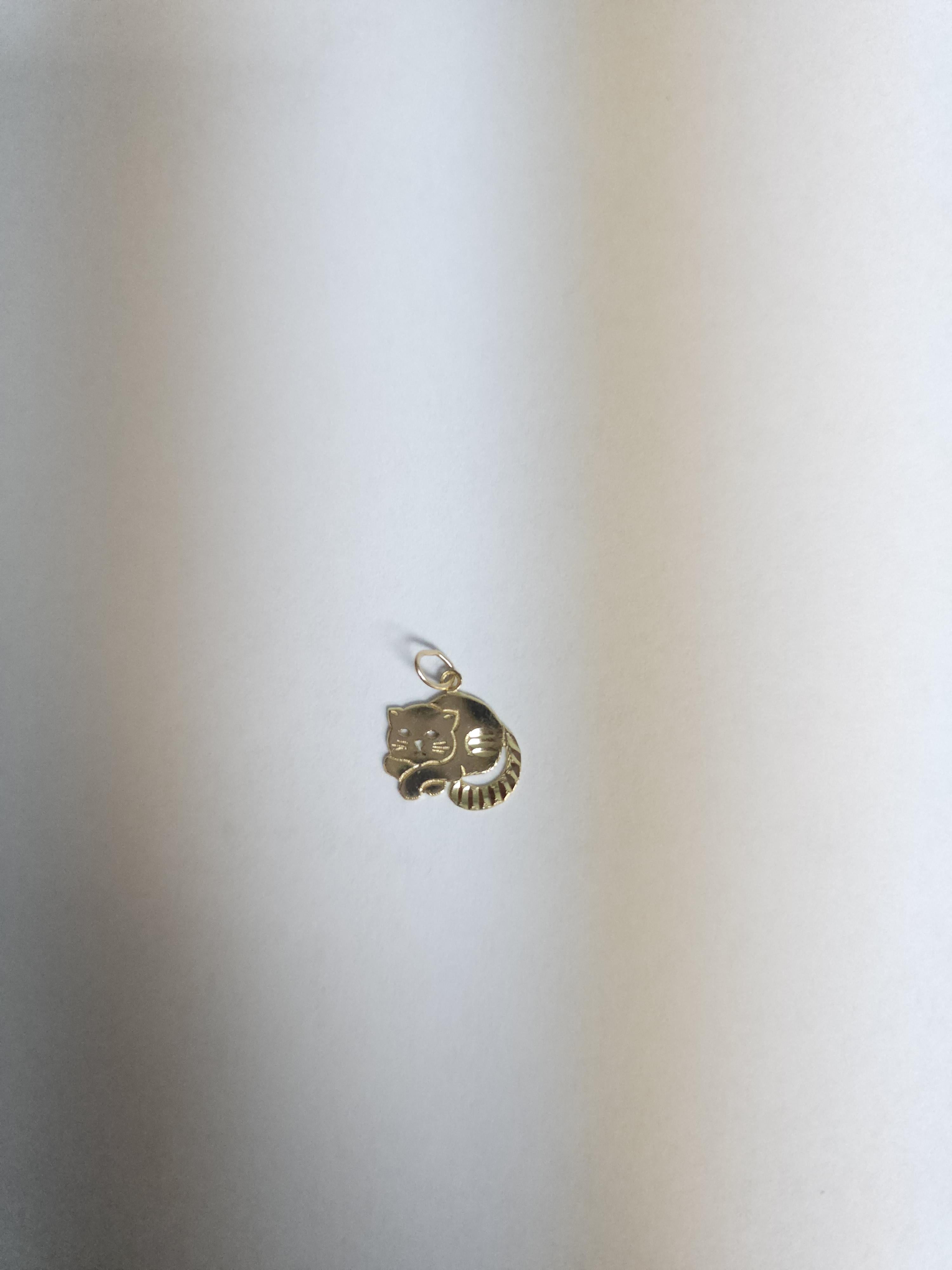 Cat Gold Charm 14k Yellow Gold