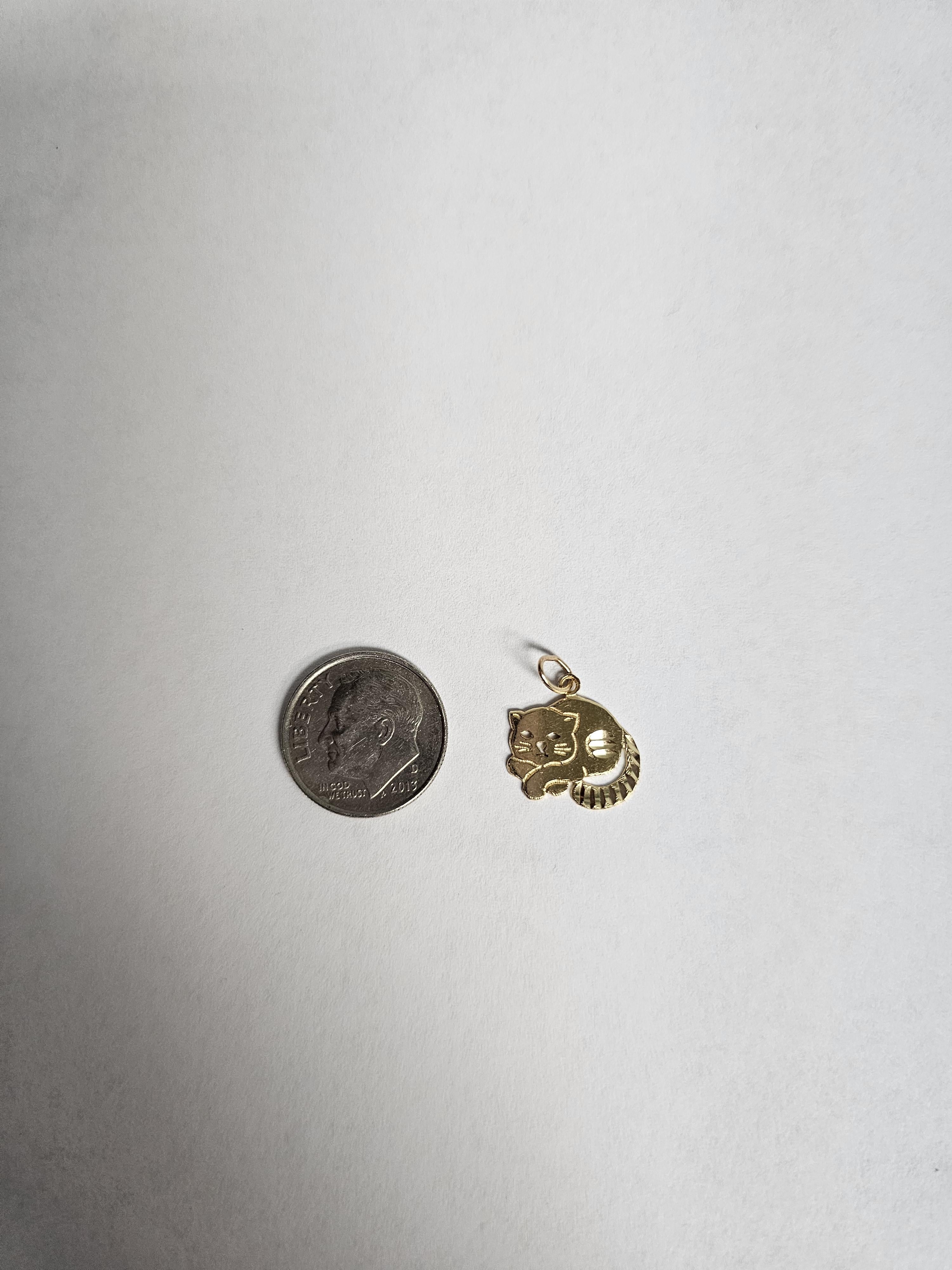 Cat Gold Charm 14k Yellow Gold