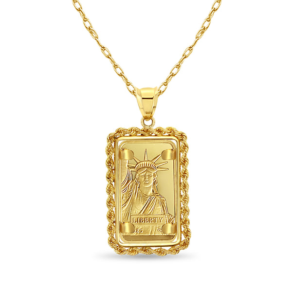 20 Gram Credit Suisse Gold Bar with Rope Bezel 14k Yellow Gold