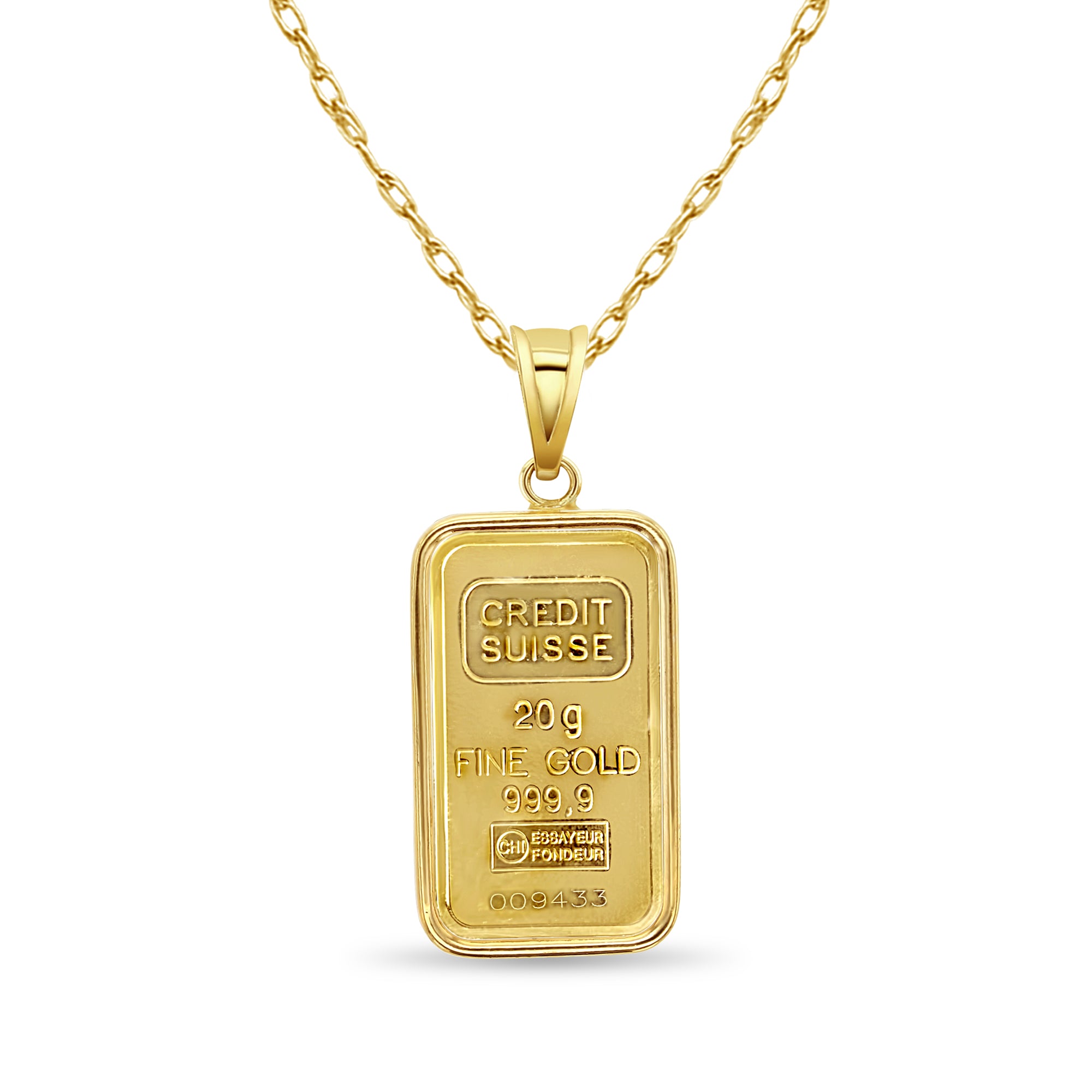 20 Gram Pamp Credit Suisse Gold Bar with Polished Bezel