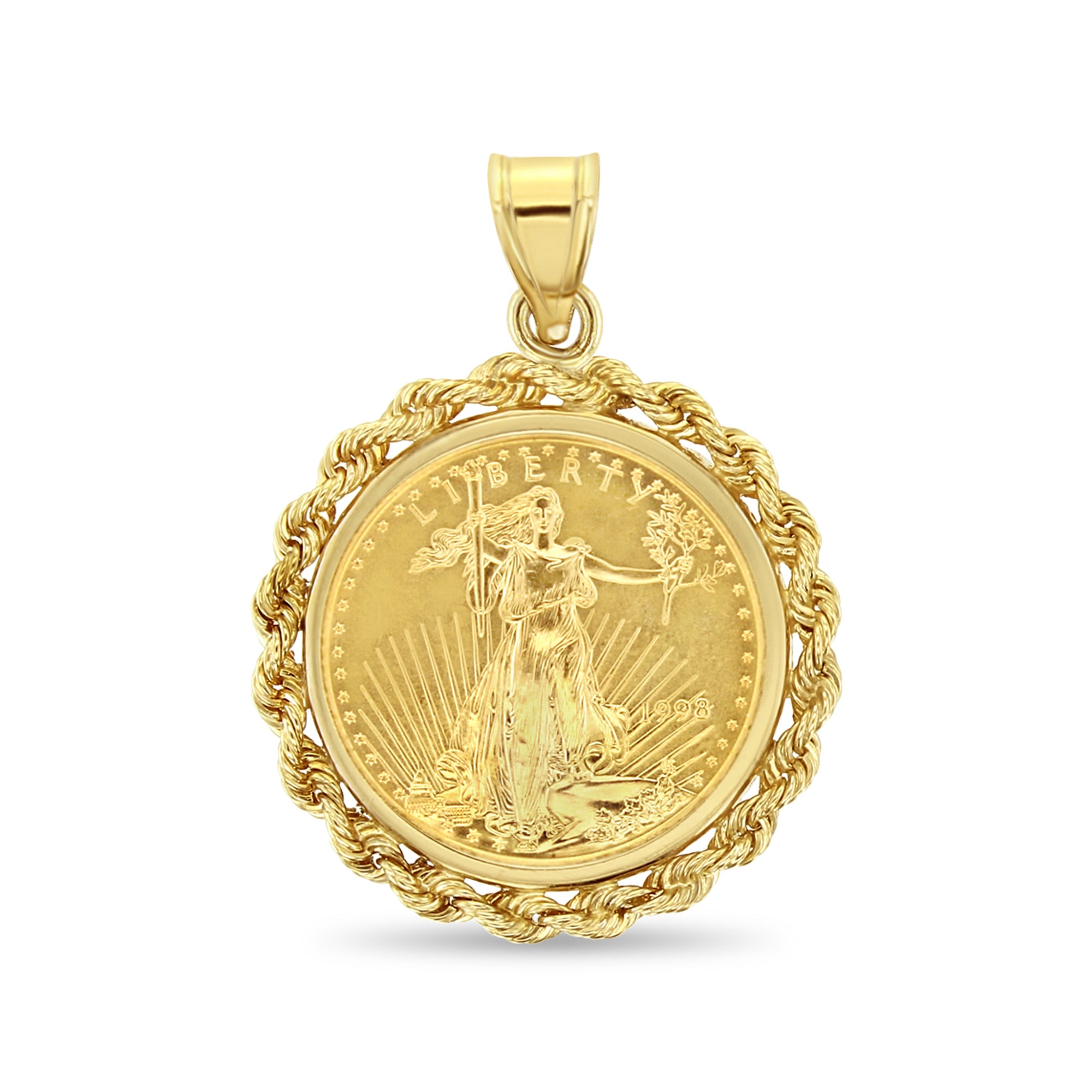 1/4OZ Lady Liberty Coin Necklace with Rope Halo