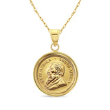 1/4OZ South African Krugerrand Coin Necklace with Polished Halo