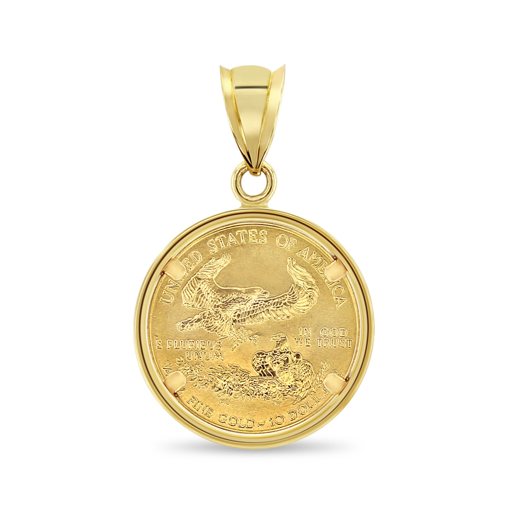 1/4OZ Lady Liberty Flying Eagle Coin Necklace with Polished Bezel