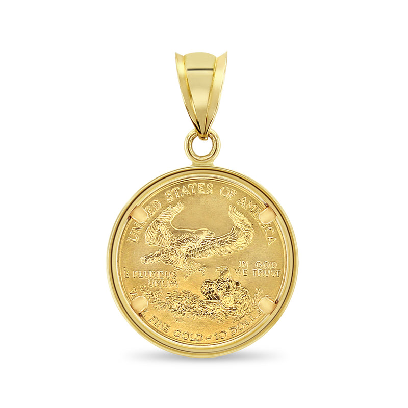 1/4OZ Lady Liberty Flying Eagle Coin Necklace with Polished Bezel