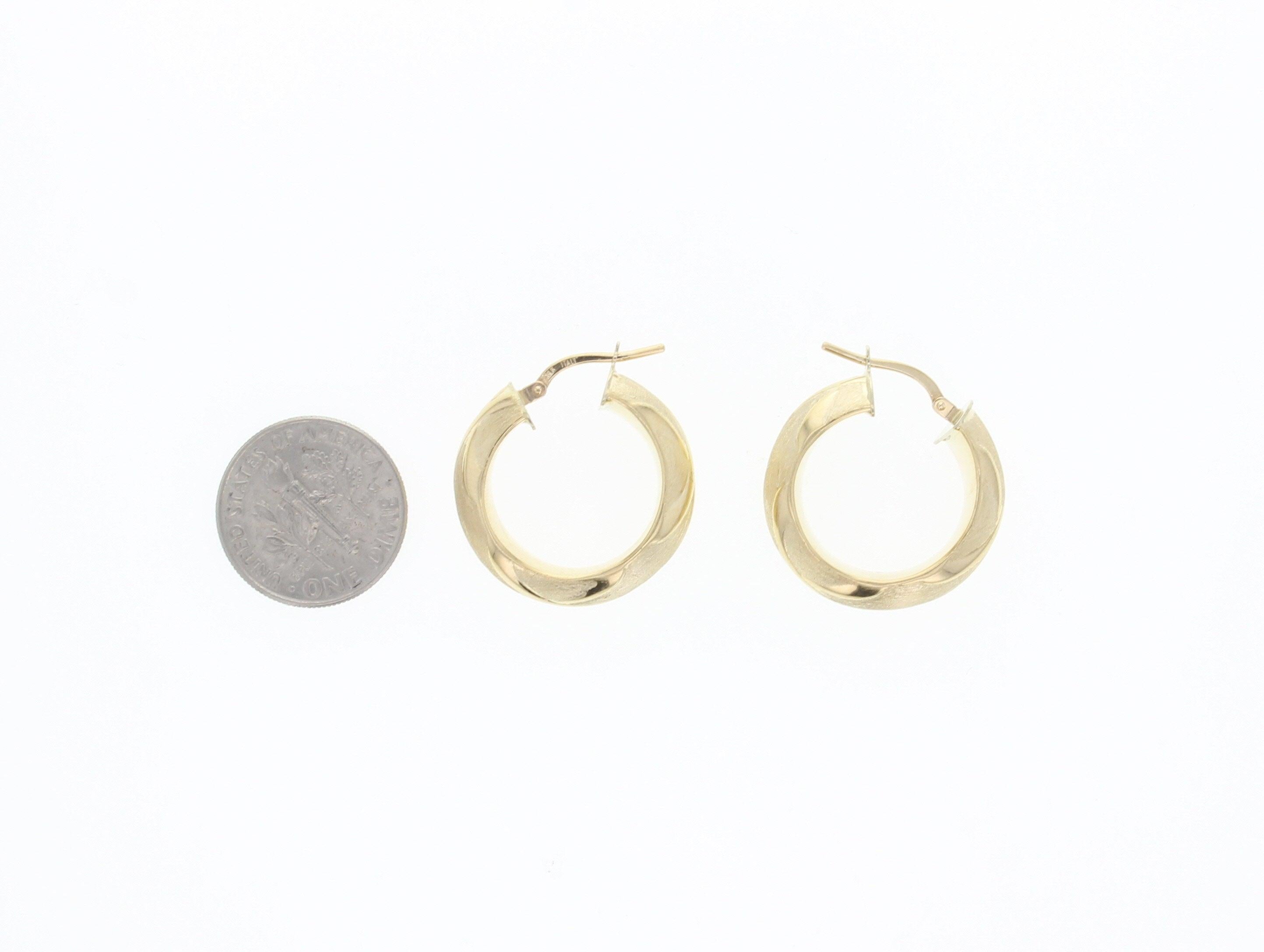 22MM Satin Finish 14k Yellow Gold Classic Hoops