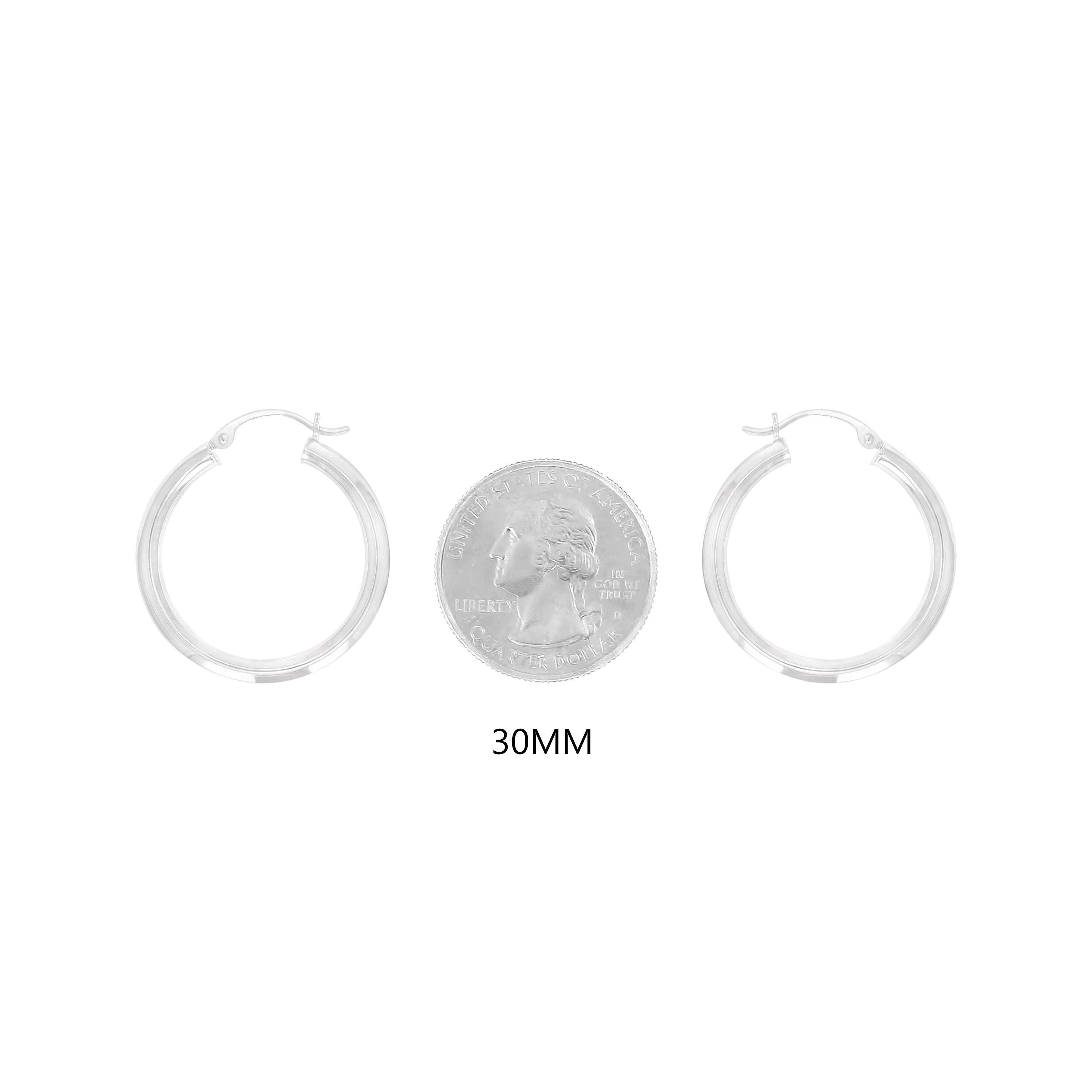 25MM or 30MMPolished 14k White Gold Hoops