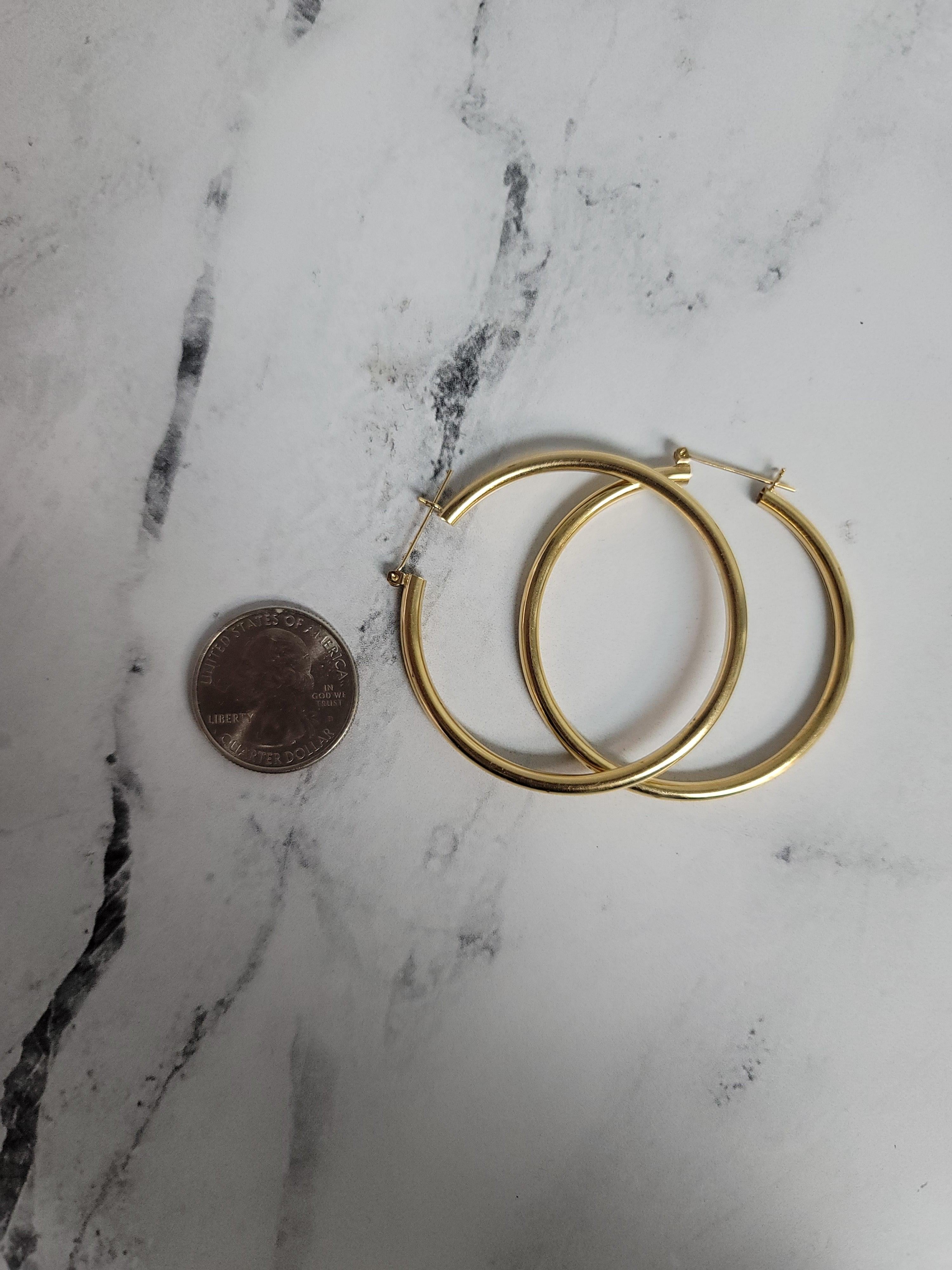 2.5 Inch Polished Classic 14k Yellow Gold Hoops