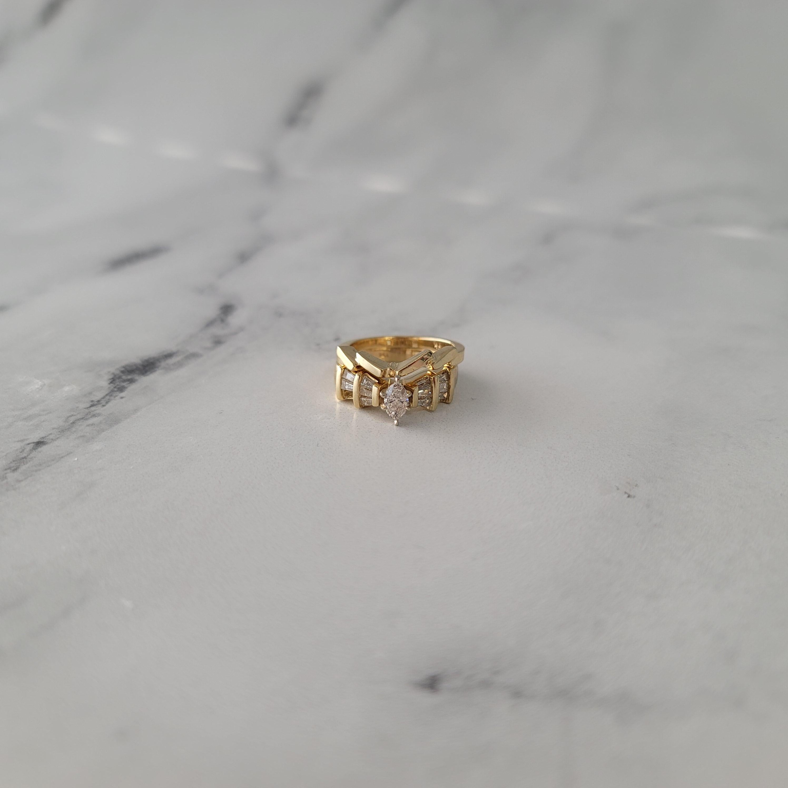 2 Carat Marquise Diamond Bridal Wedding Set Rings