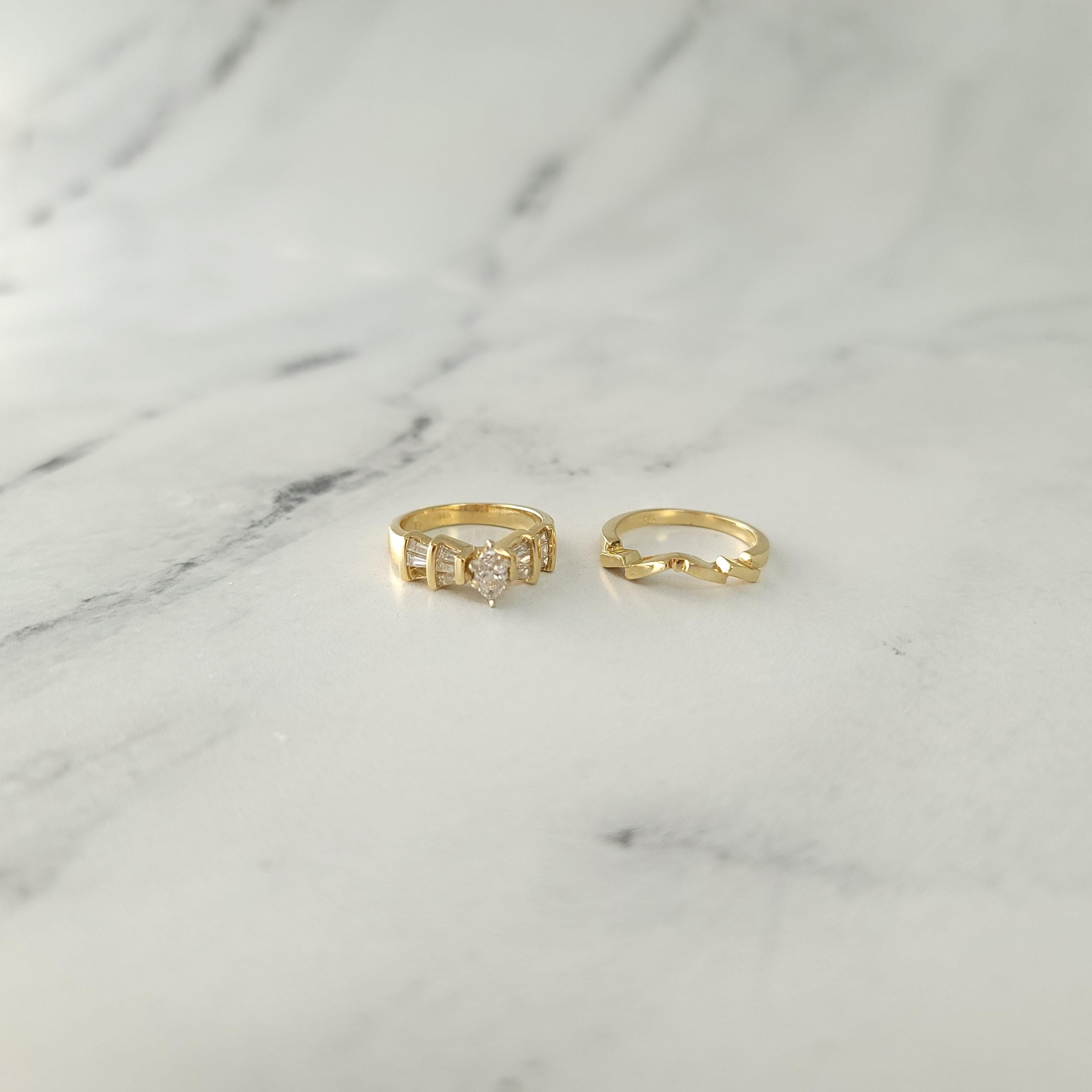 2 Carat Marquise Diamond Bridal Wedding Set Rings