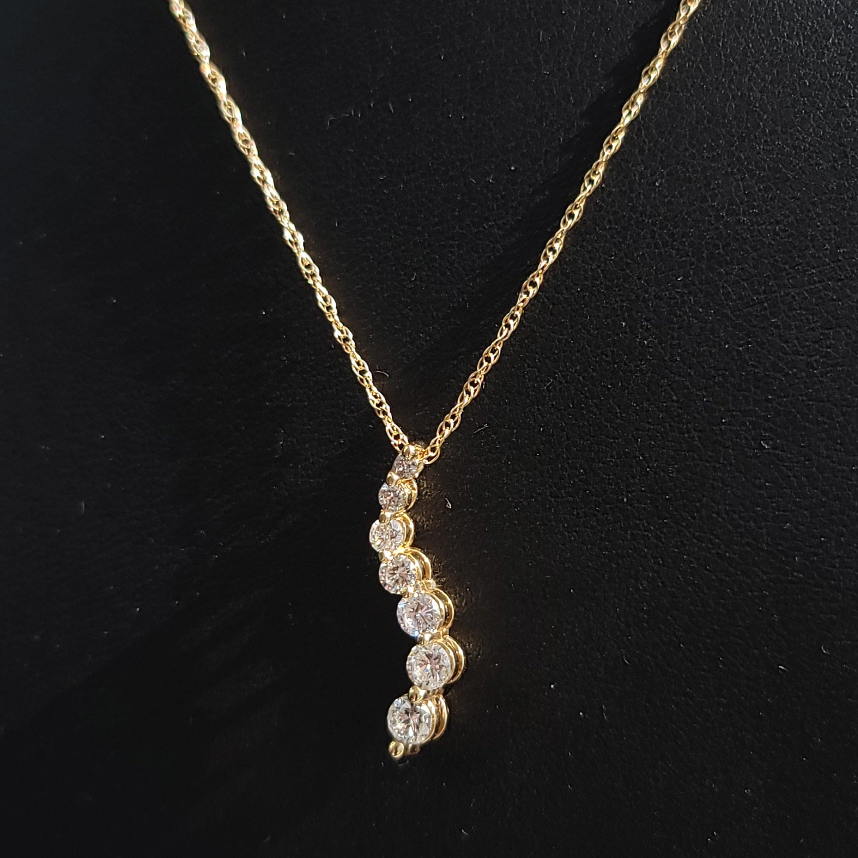 3/4 CT. Diamond Journey Necklace 14k Yellow Gold