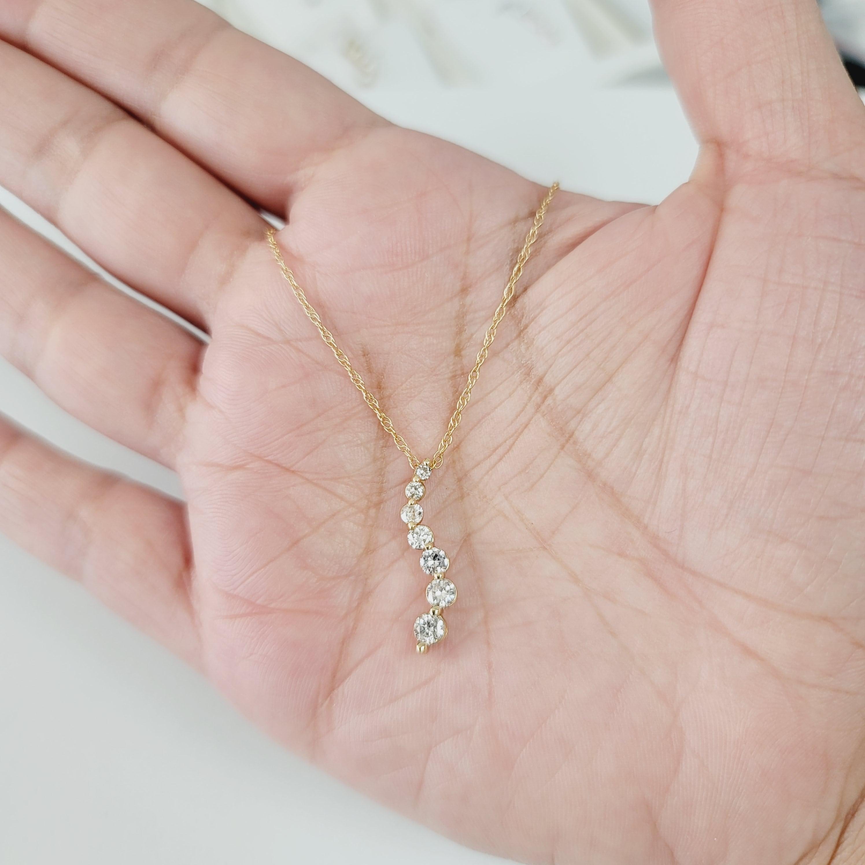 3/4 CT. Diamond Journey Necklace 14k Yellow Gold