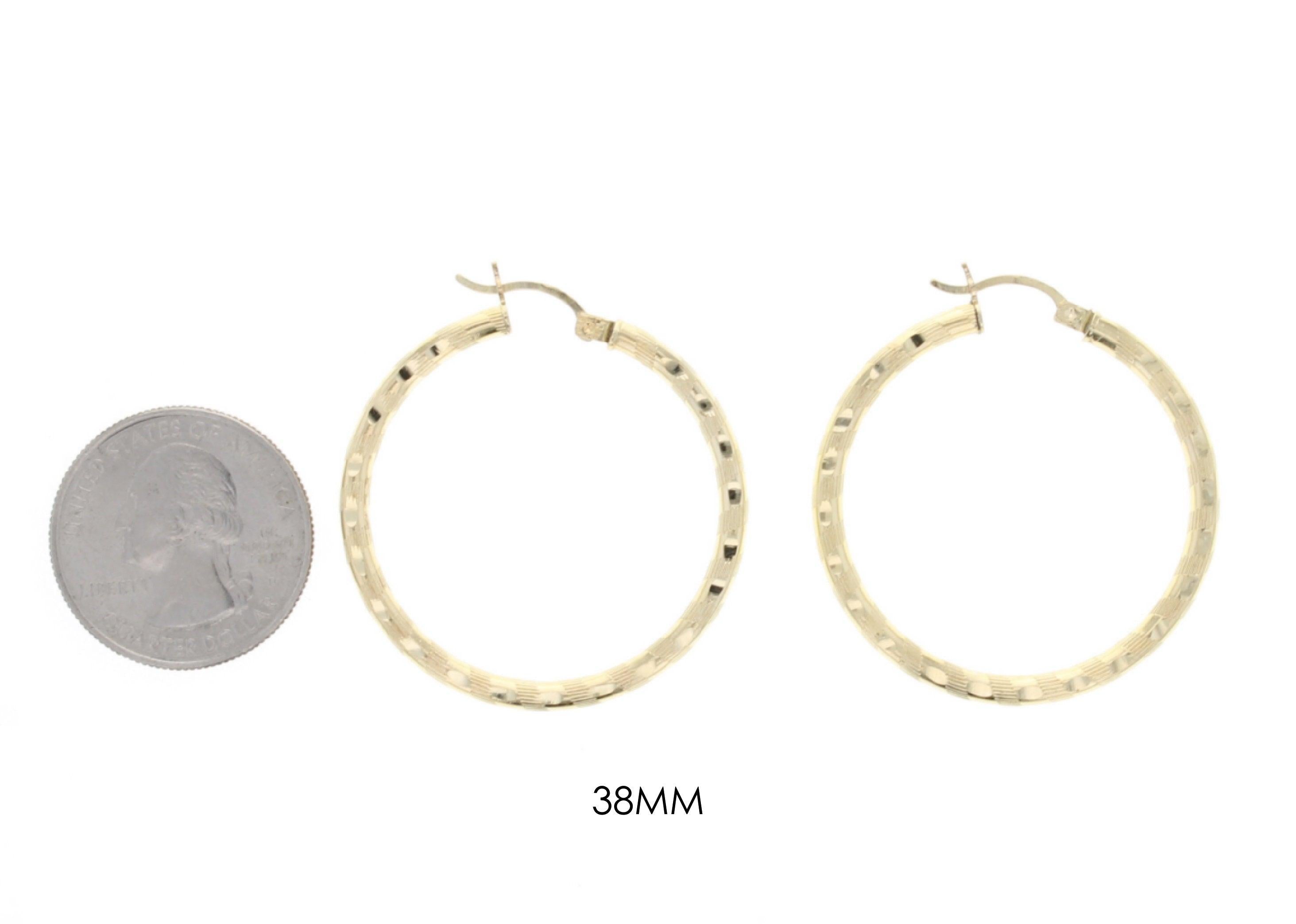 38MM Diamond Cut 14k Yellow Gold Hoops