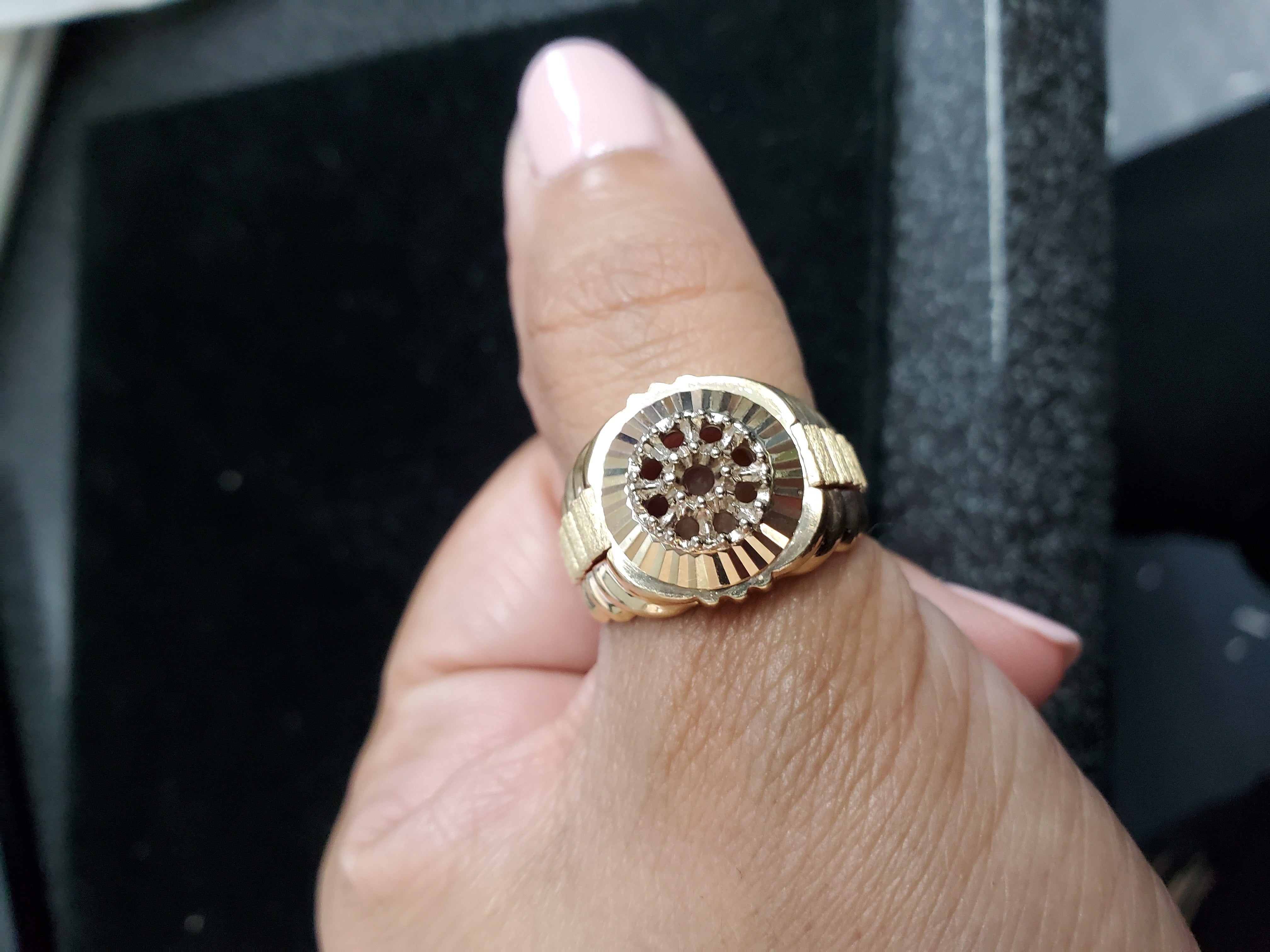 Bague de style présidentiel Rolex en diamant avec lunette cannelée