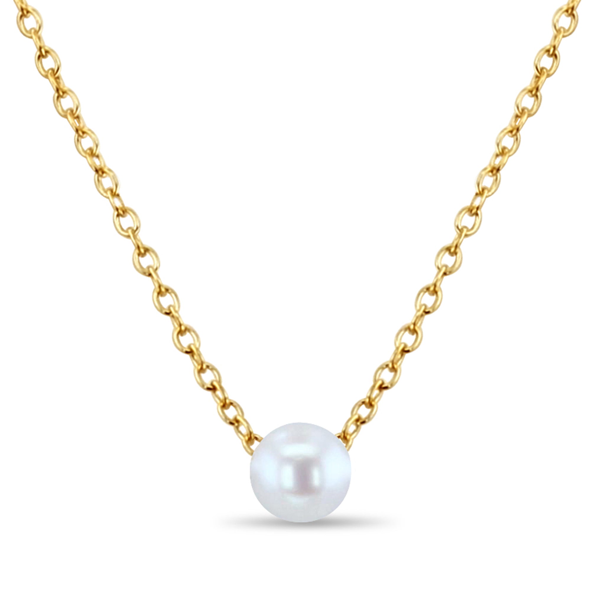 4MM - 7MM Floating Solitaire Pearl Necklace