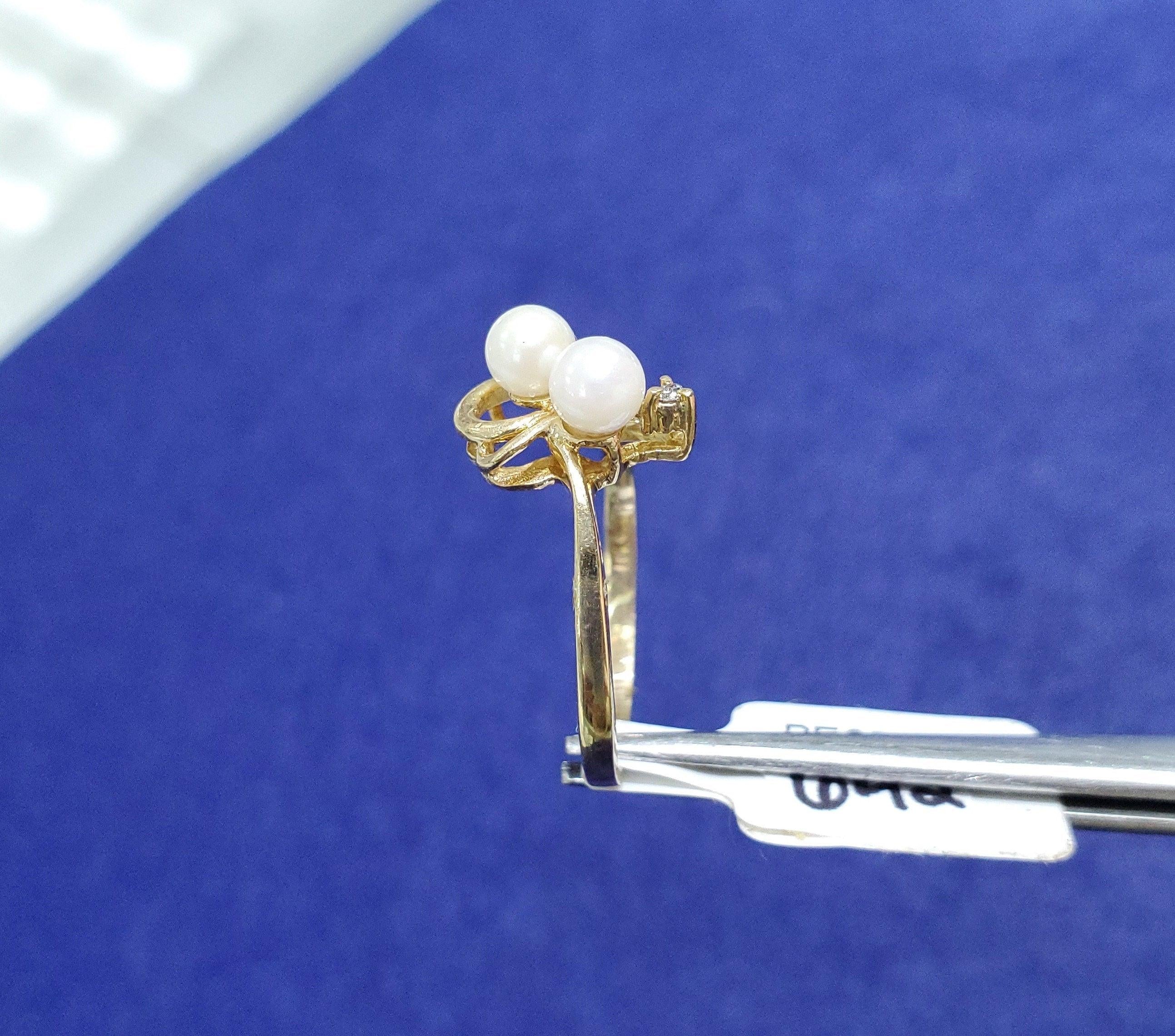 4MM Cultured Pearl Cluster Ring 14k Yellow Gold