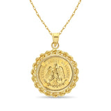 Cinco Pesos Gold Coin Necklace with Rope Bezel 14k Yellow Gold