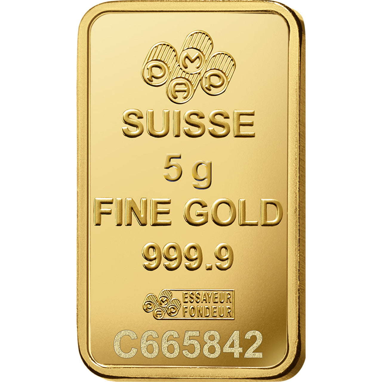 5 Gram Pamp Credit Suisse Gold Bar with Rope Bezel Necklace