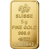 5 Gram Credit Suisse Gold Bar Coin Necklace with Polished Bezel