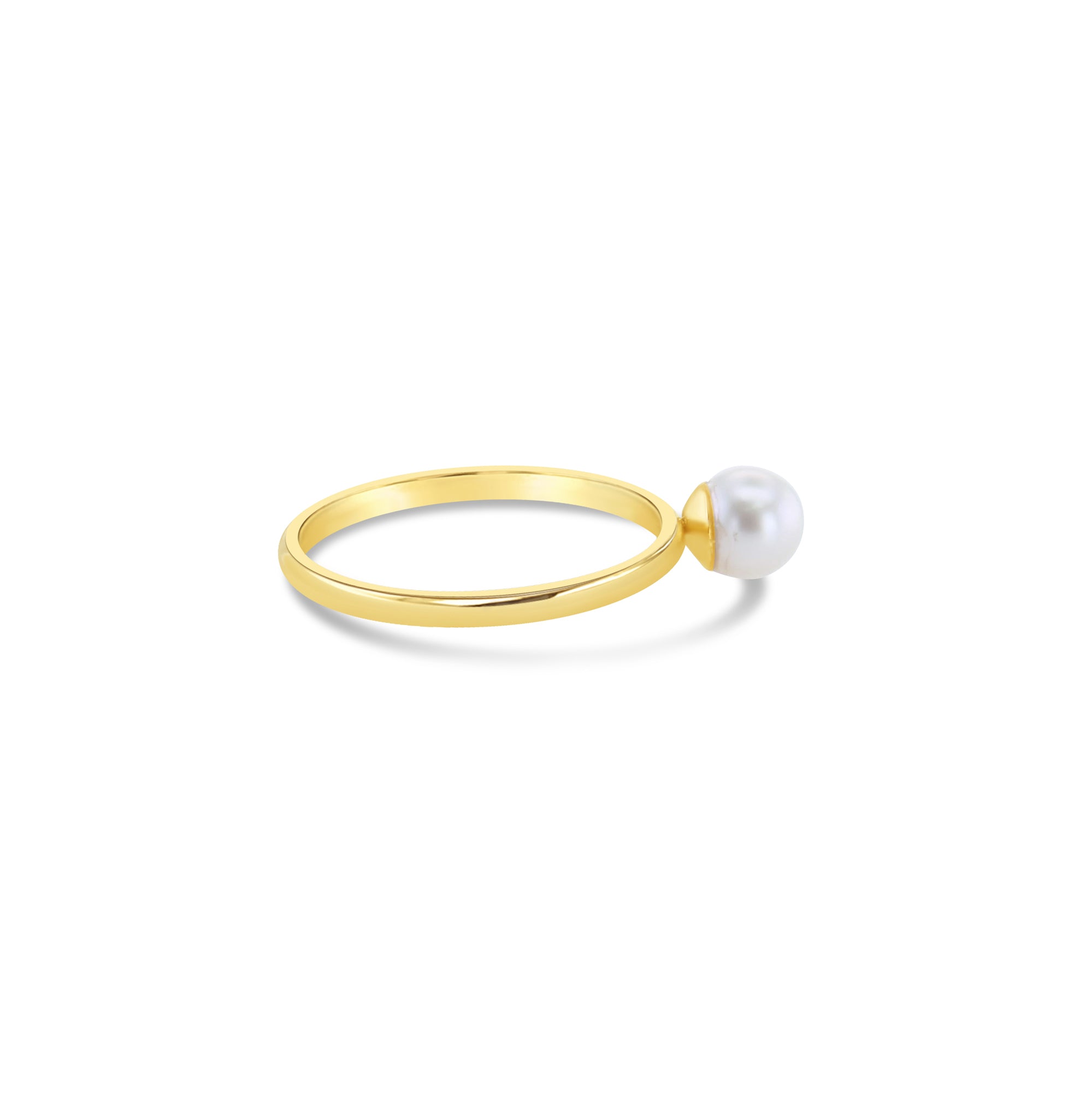 5mm - 6mm Solitaire Cultured Pearl Ring 14k Yellow Gold