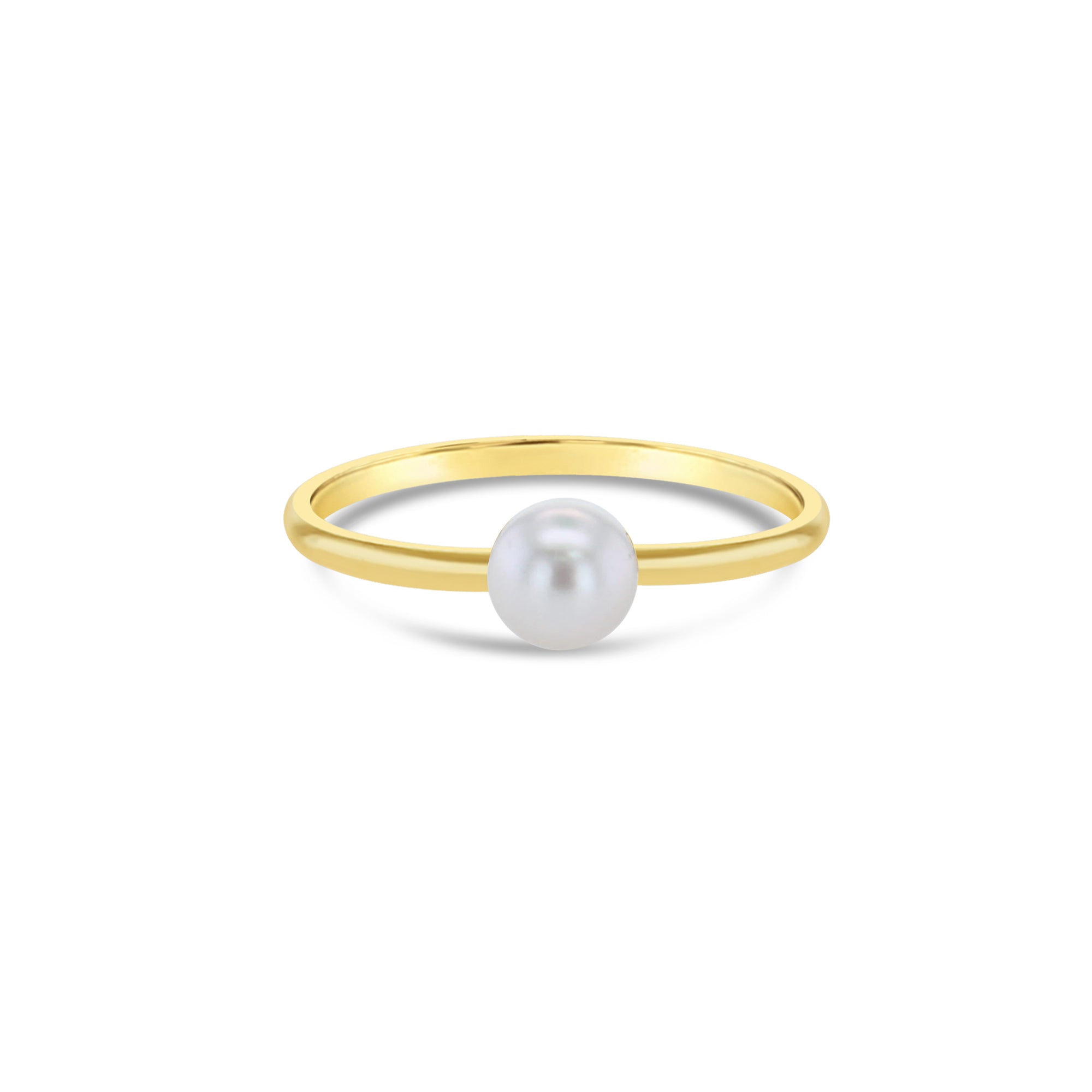 Anillo solitario de perla cultivada de 5 mm a 6 mm en oro amarillo de 14 k