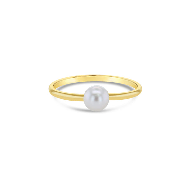 5mm - 6mm Solitaire Cultured Pearl Ring 14k Yellow Gold