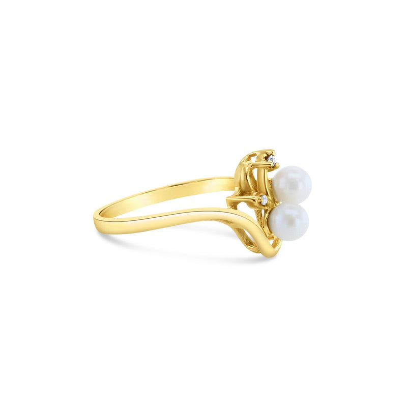 4MM Cultured Pearl Cluster Ring 14k Yellow Gold