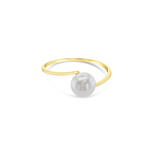 6MM Solitaire Cultured Pearl Ring 14k Yellow Gold