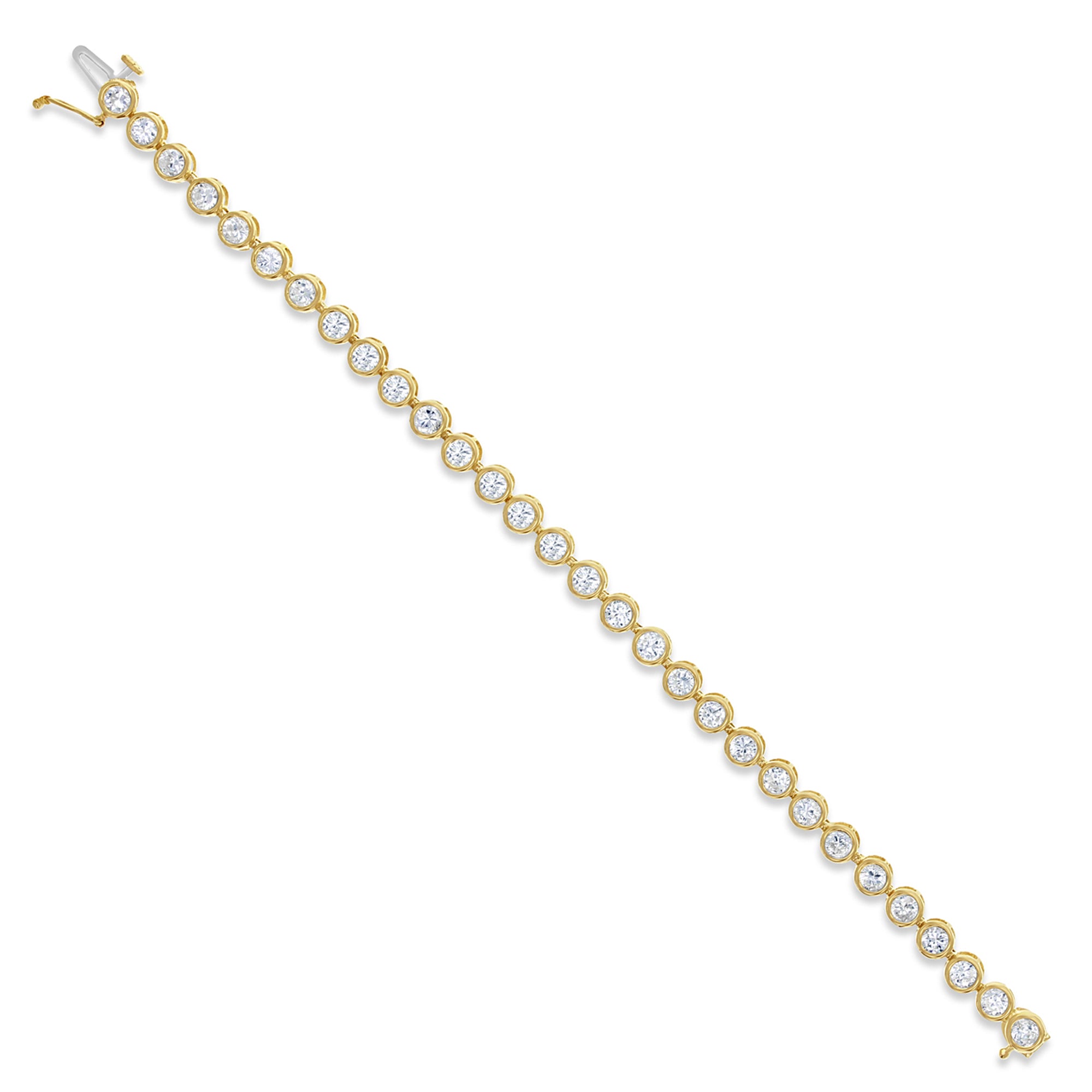 Cubic Zirconia Bezel Tennis Bracelet 7.50cttw 14k White or Yellow Gold