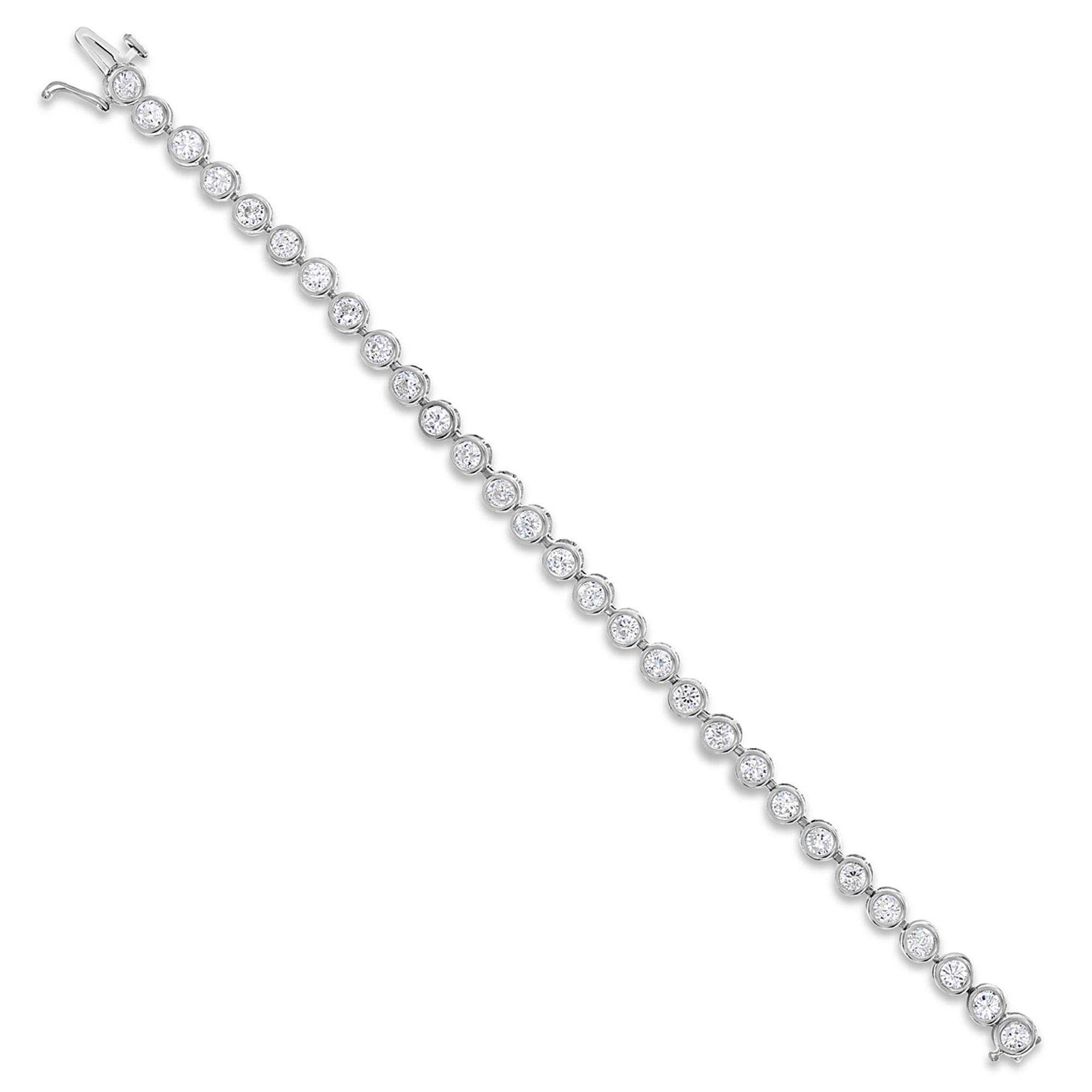 Cubic Zirconia Bezel Tennis Bracelet 14k White or Yellow Gold