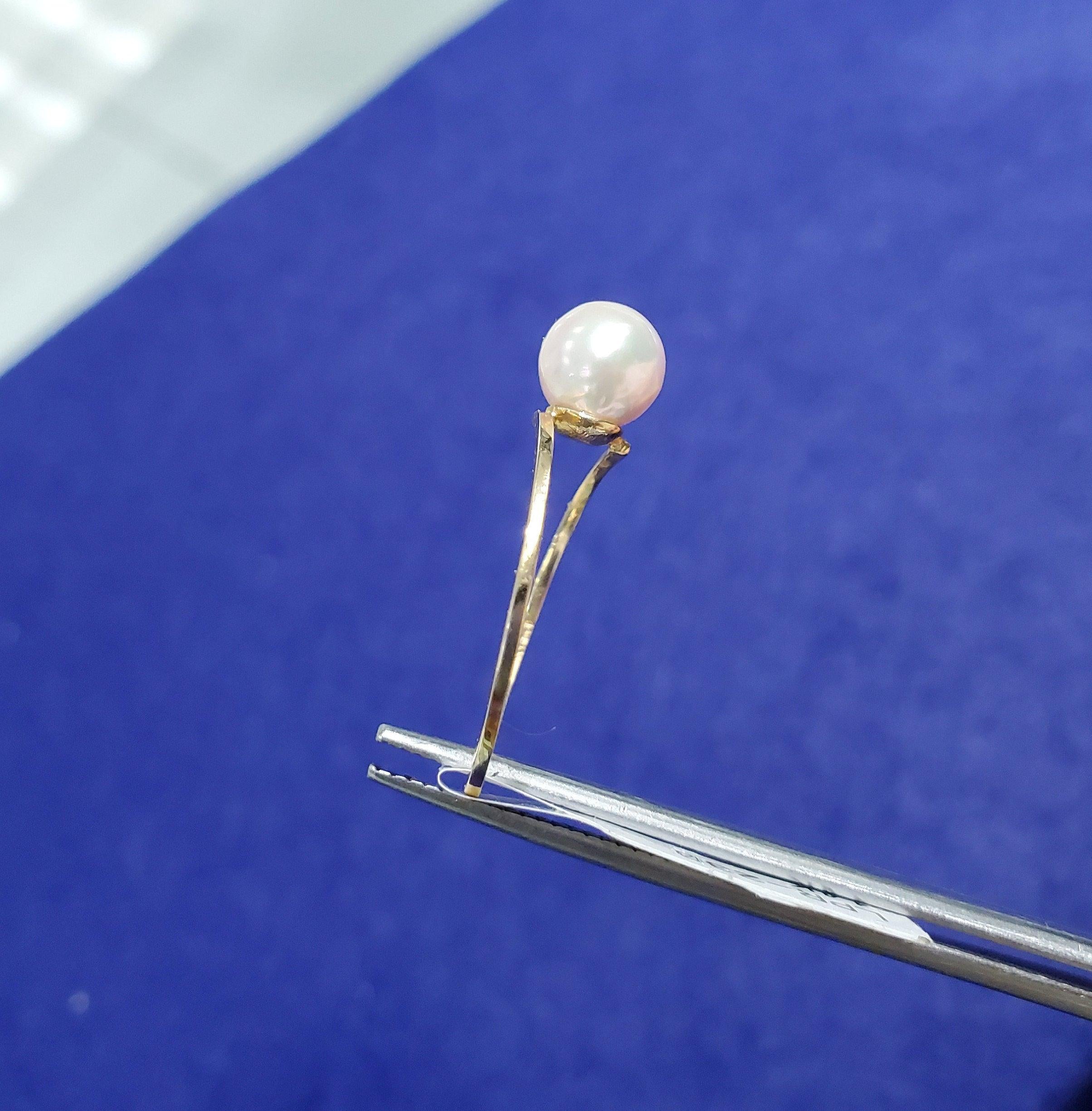 6MM Solitaire Cultured Pearl Ring 14k Yellow Gold