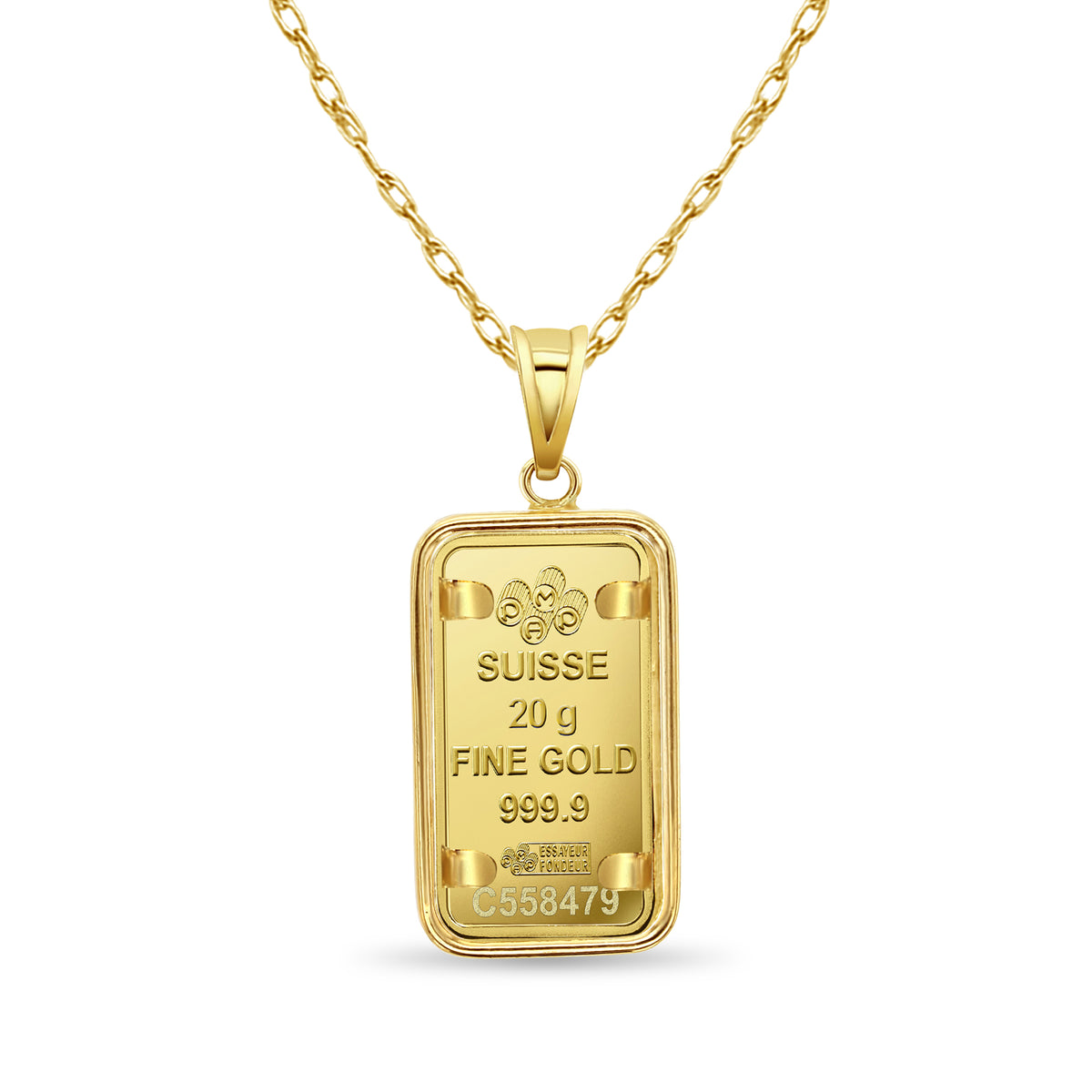 20 Gram Pamp Credit Suisse Gold Bar with Polished Bezel