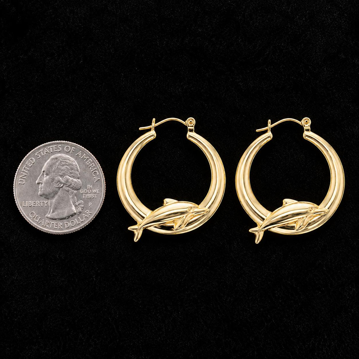 Polished Dolphin Gold Hoops 14k Yellow Gold