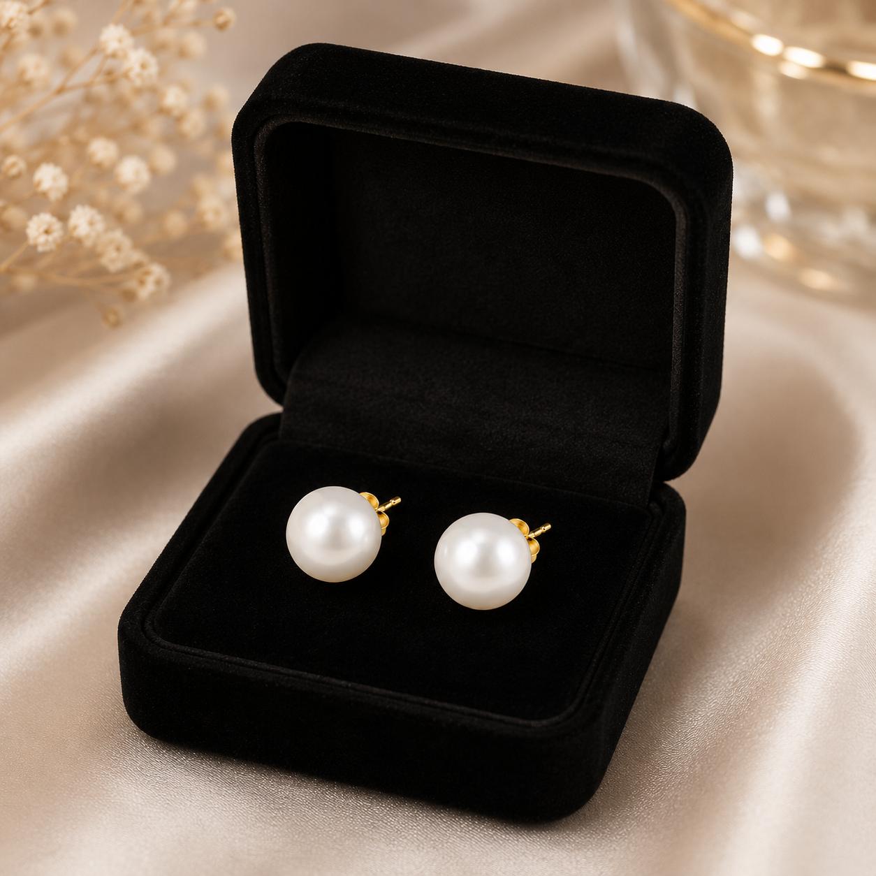 8MM - 8.5MM Cultured Pearl Studs 14k White Gold