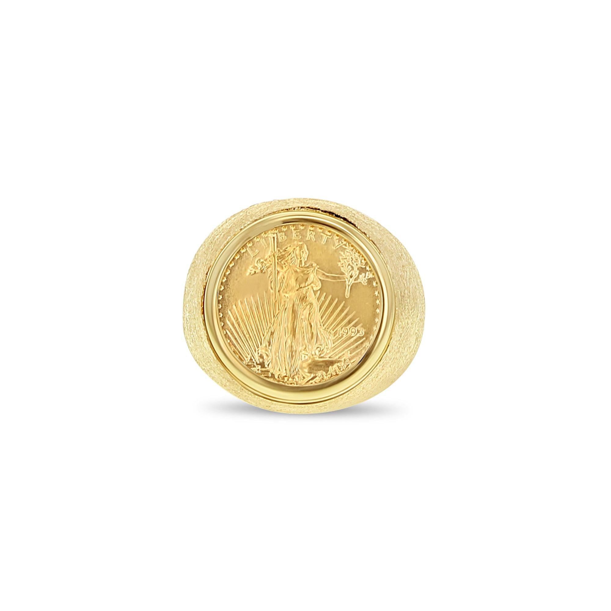 American Eagle 1/10OZ Coin Ring with Bark Texture