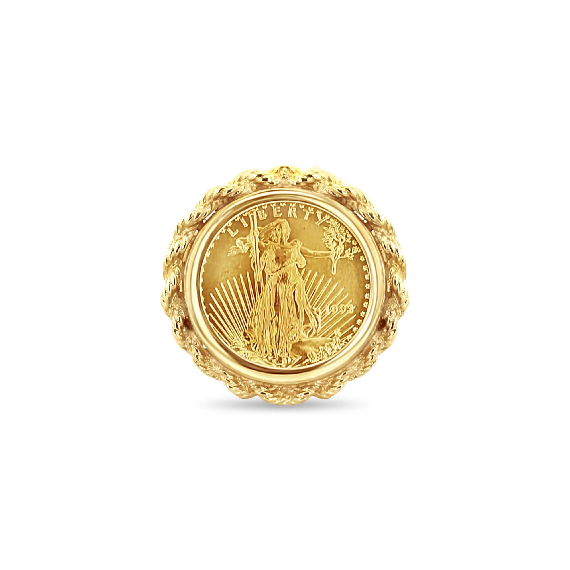 1/10oz American Eagle Lady Liberty Rope Coin Frame Ring