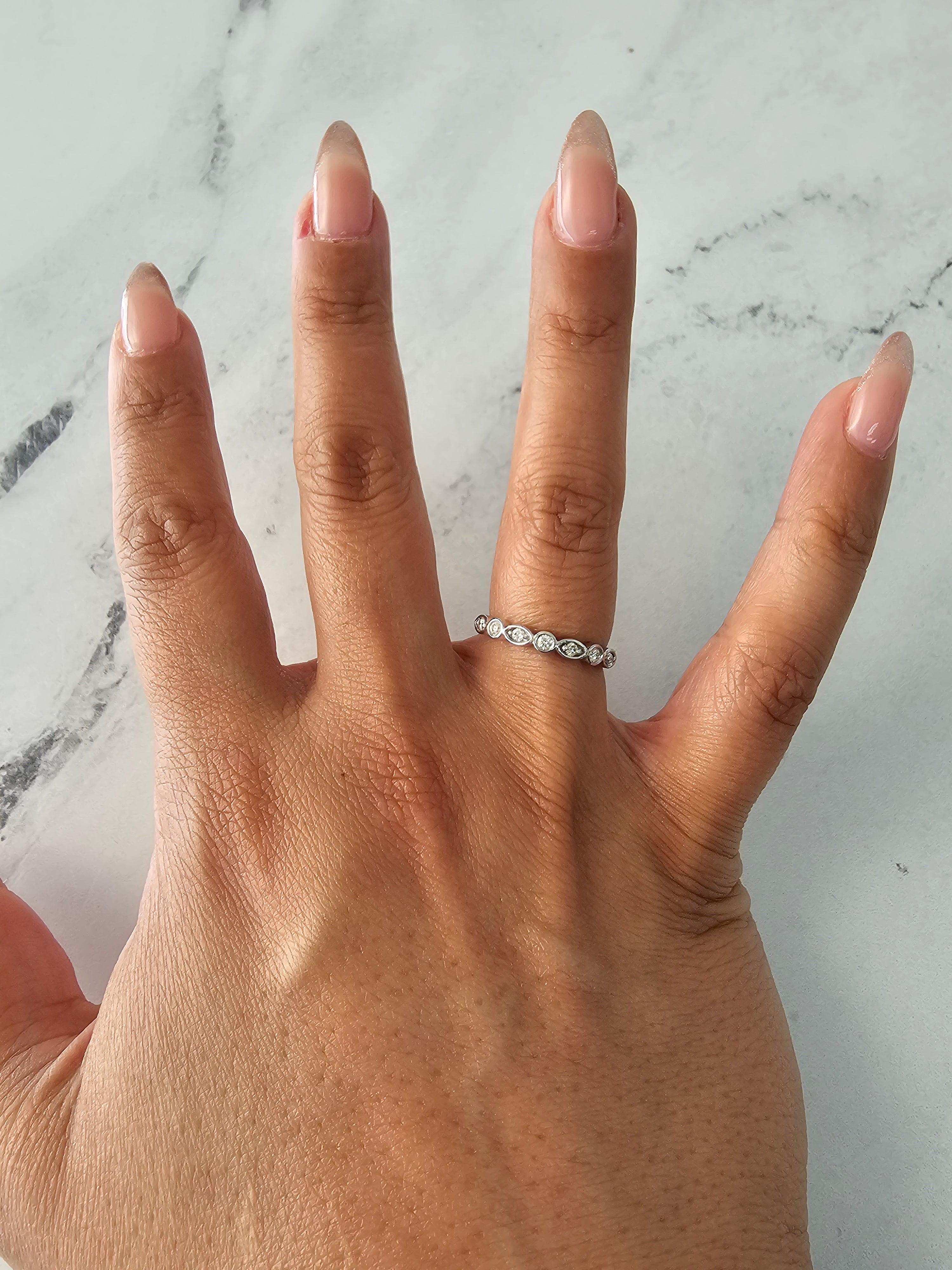 Antique Style Diamond Ring .14cttw 14k White Gold