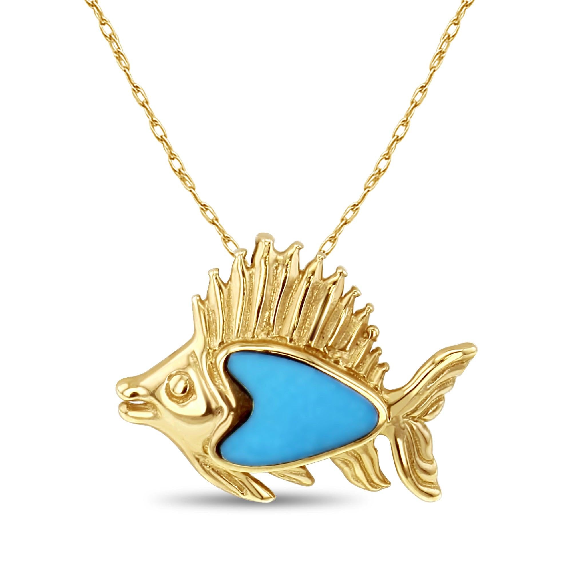 Arrowhead Turquoise Fish Necklace